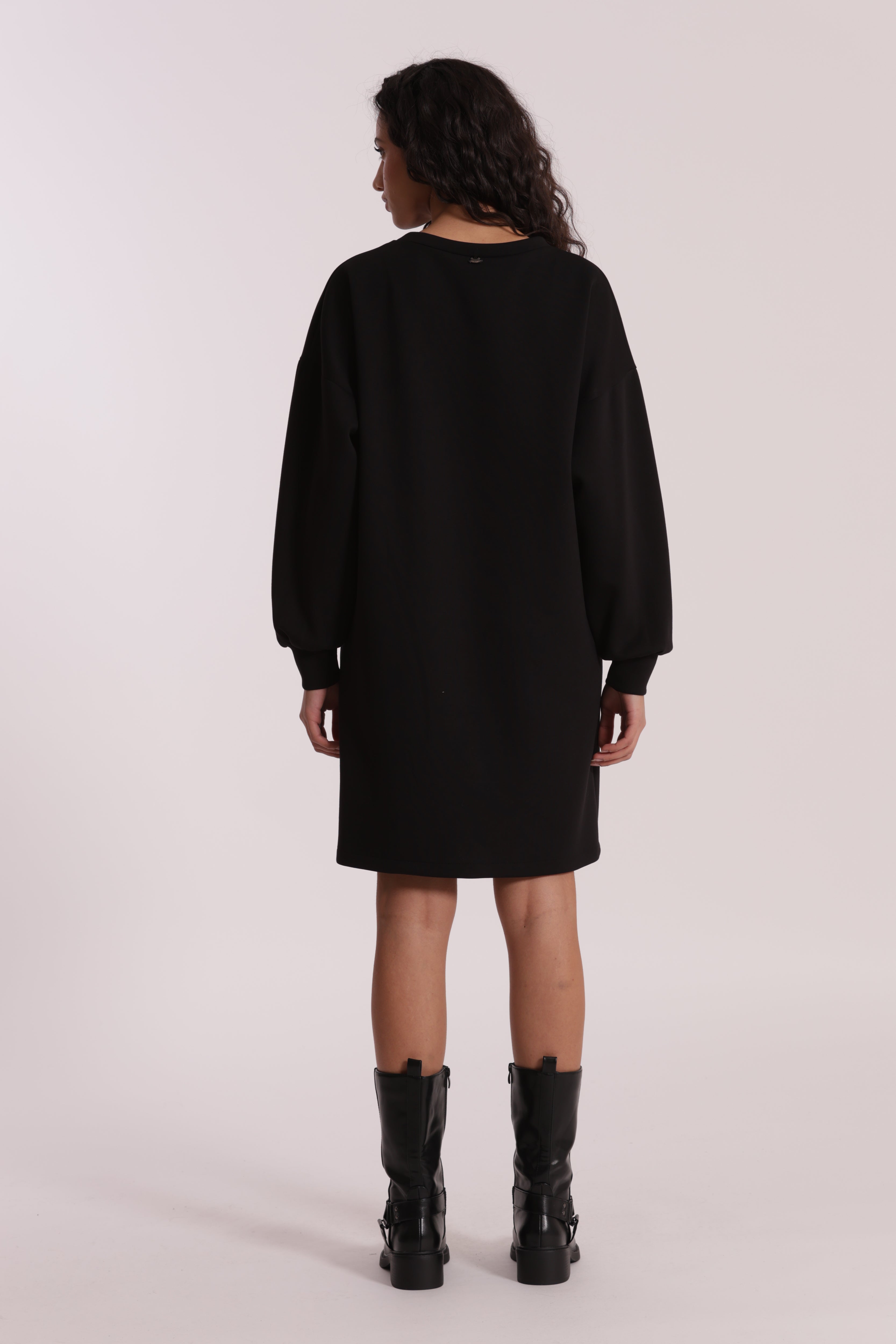 Mimi Mua Abito Corto Neoprene Paillettes Nero