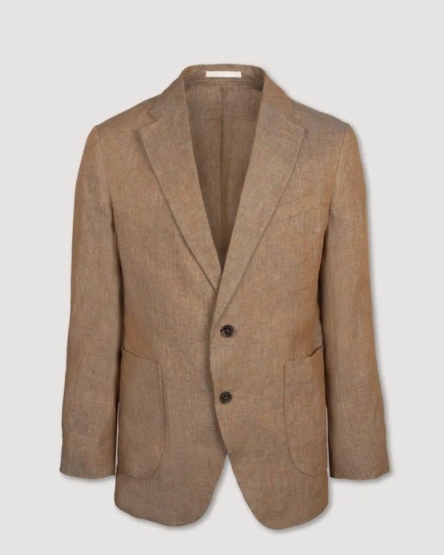 Altea Aston blazer lino delavè marrone mostarda