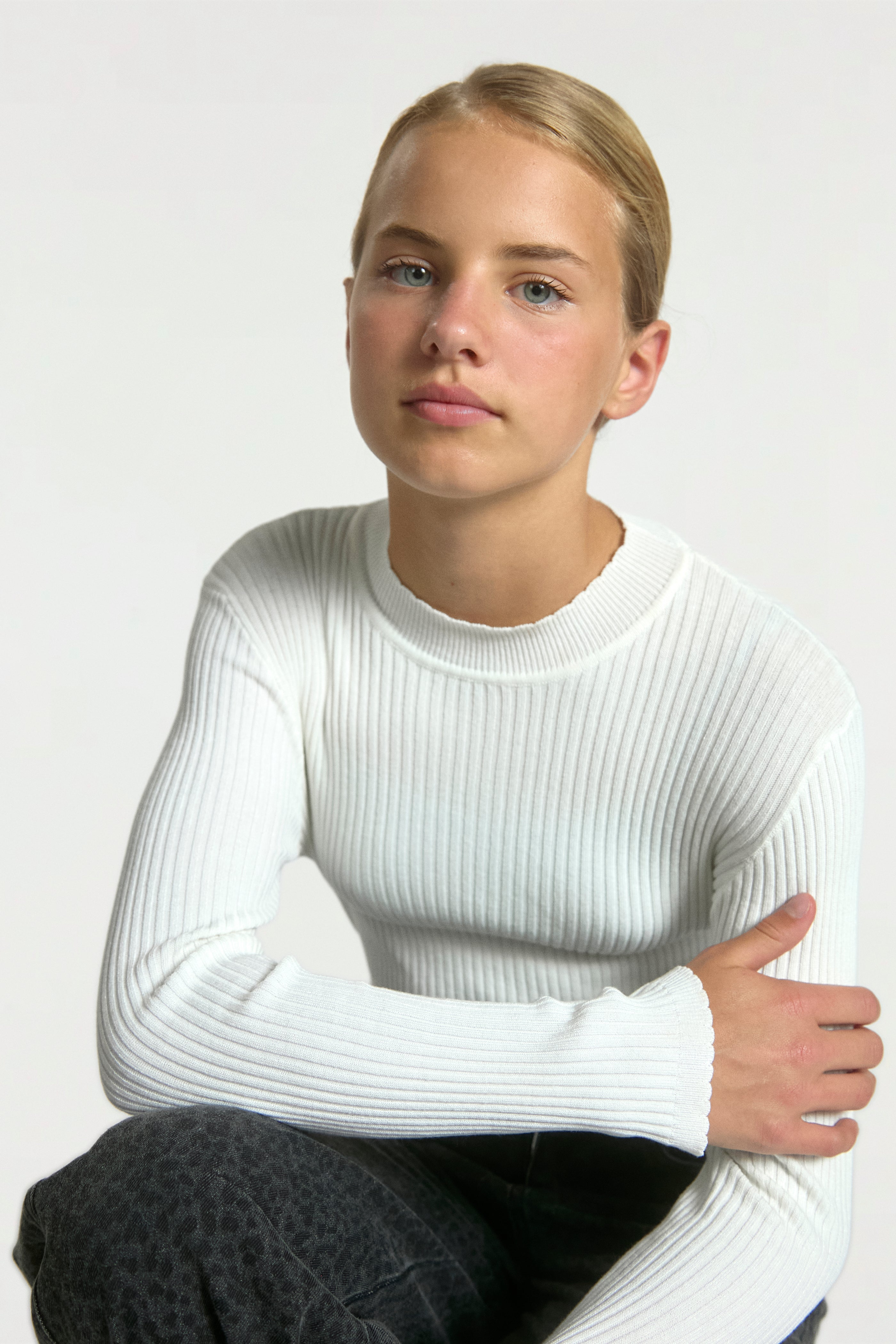 Aaiko Jaro top bianco coste collo alto