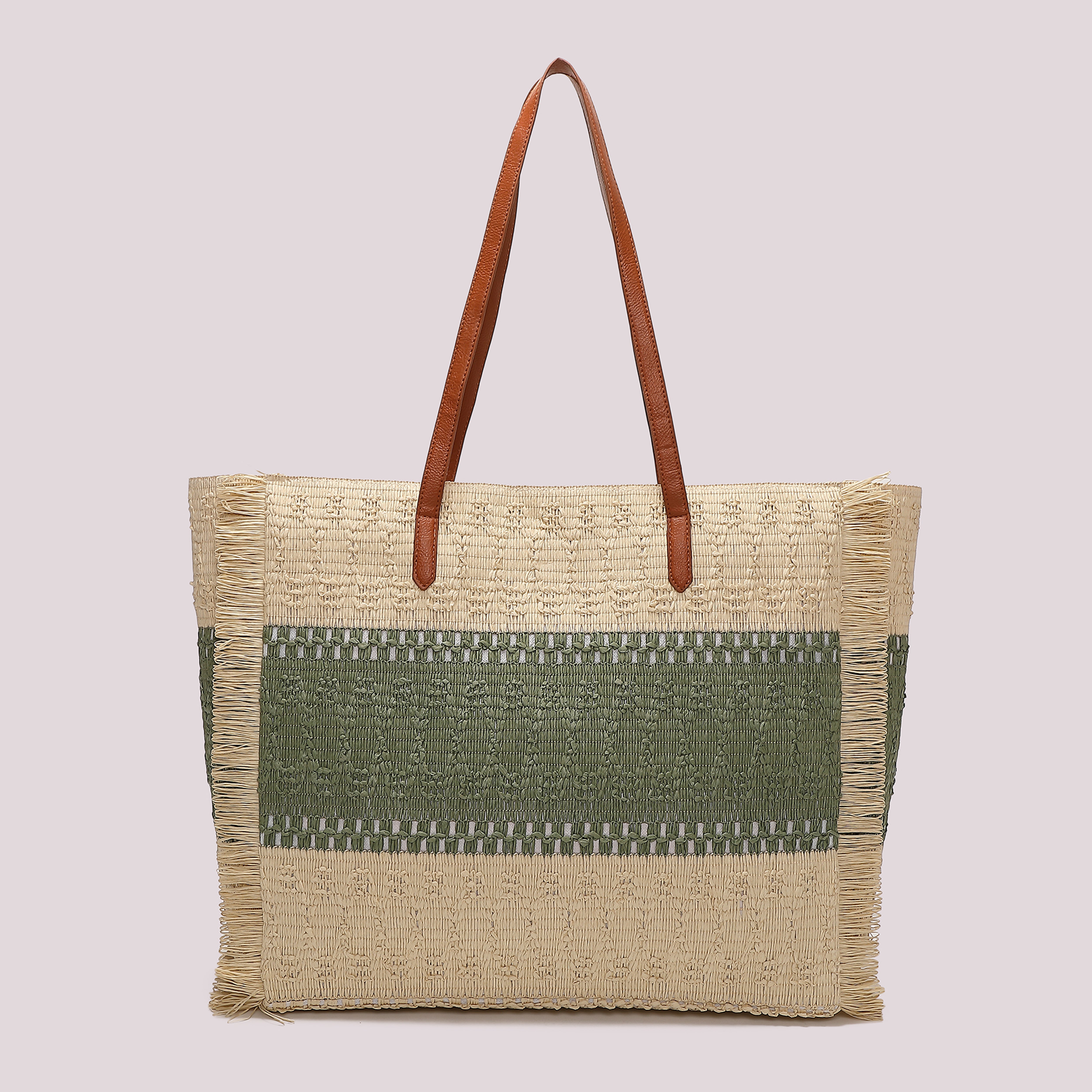 Mimi Mua Shopper borsa caffè striscia colorata