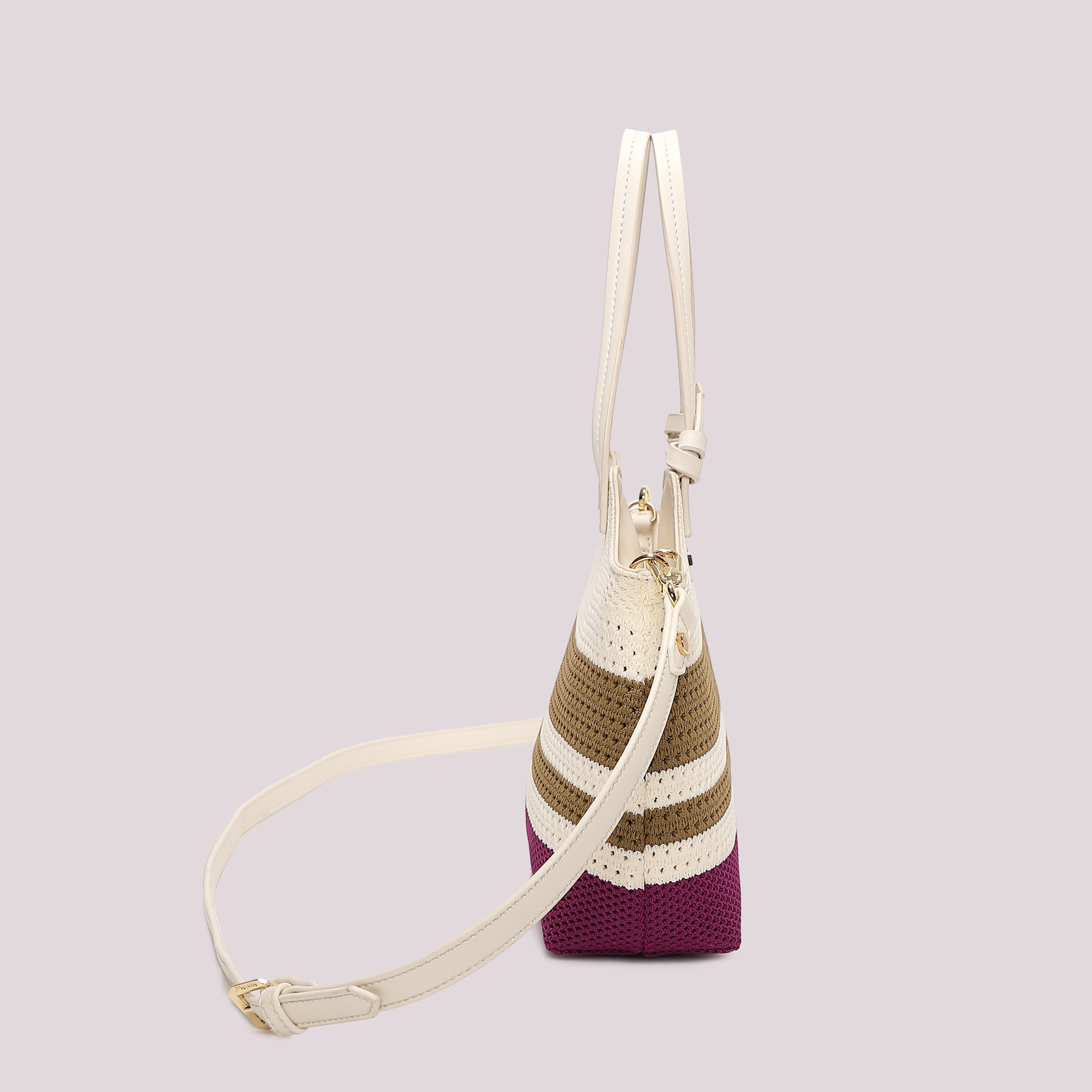 Mimi Mua Borsa Mano Maglia Righe ciclamino piccola