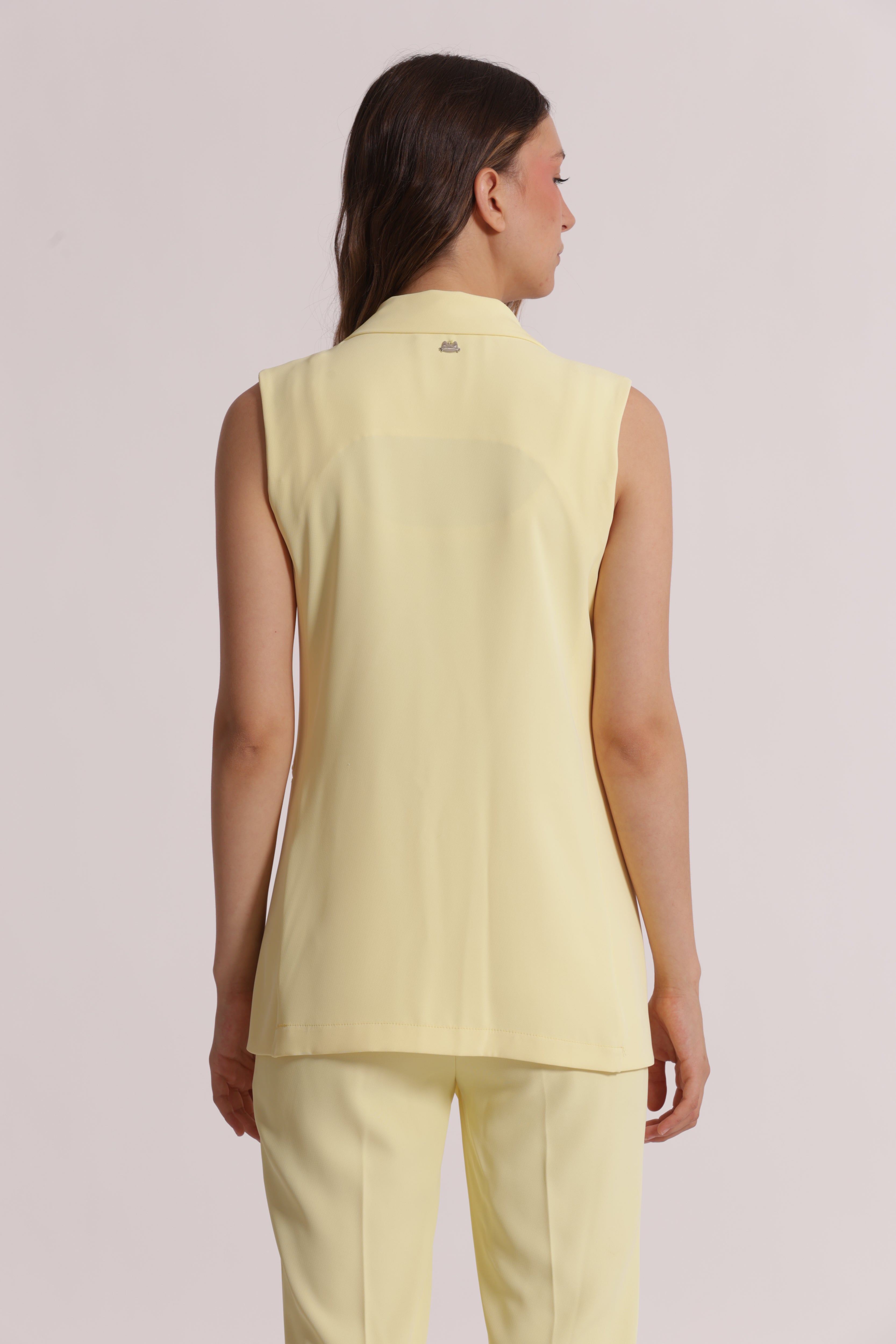 Mimi Mua Gilet Lungo Smanicato Blu