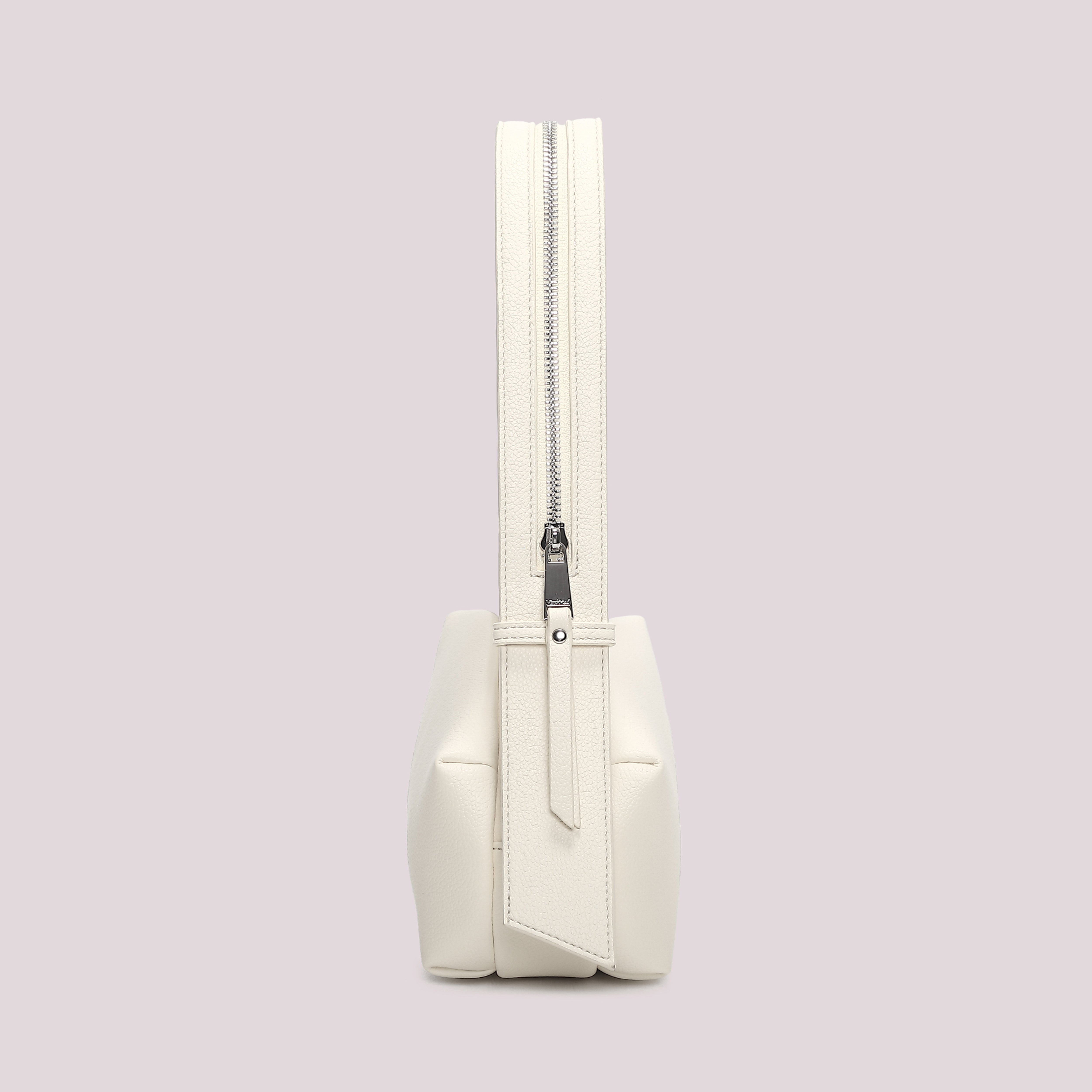 Mimi Mua Borsa a Spalla Dettaglio Zip Manico Bianco Compatta
