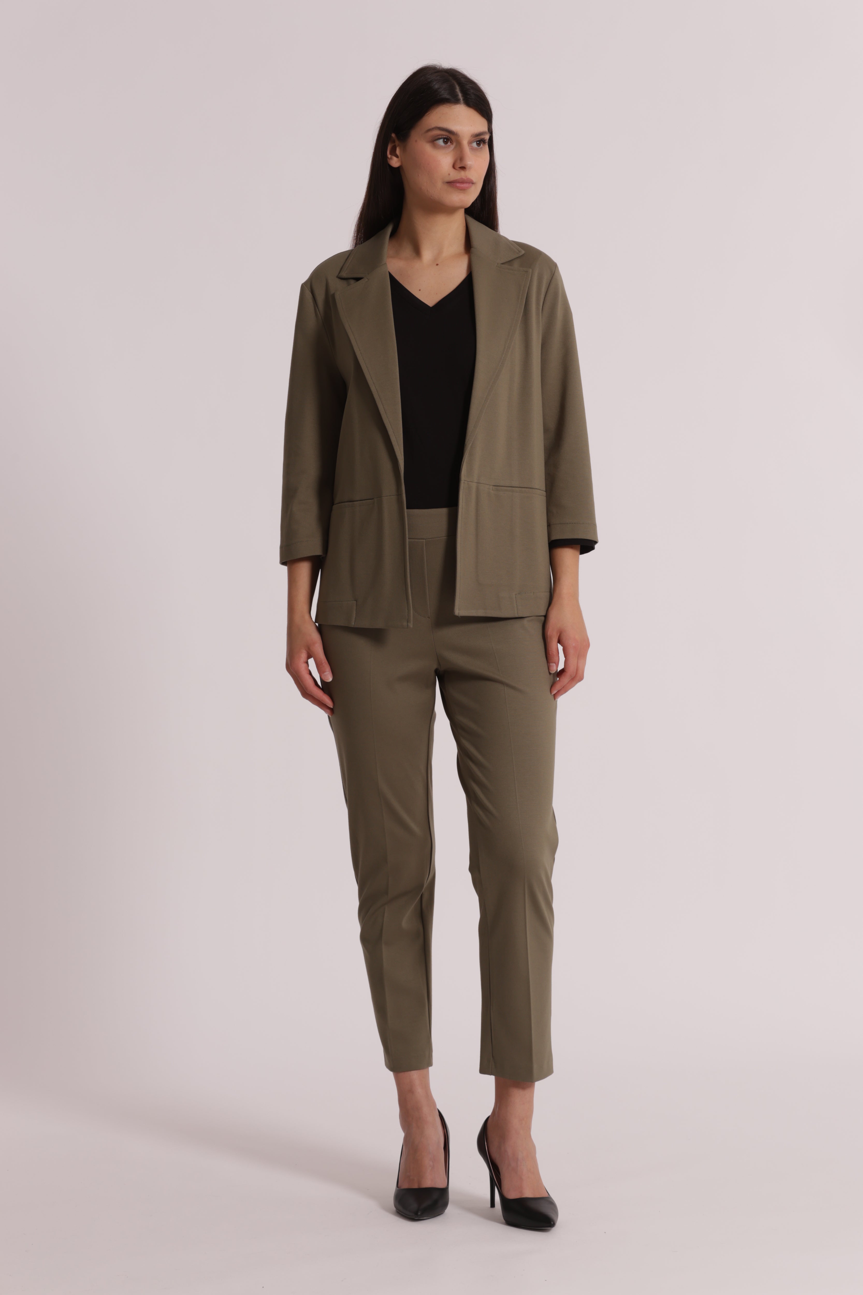 Mimi Mua Basic pantalone punto Milano elastico bianco viscosa