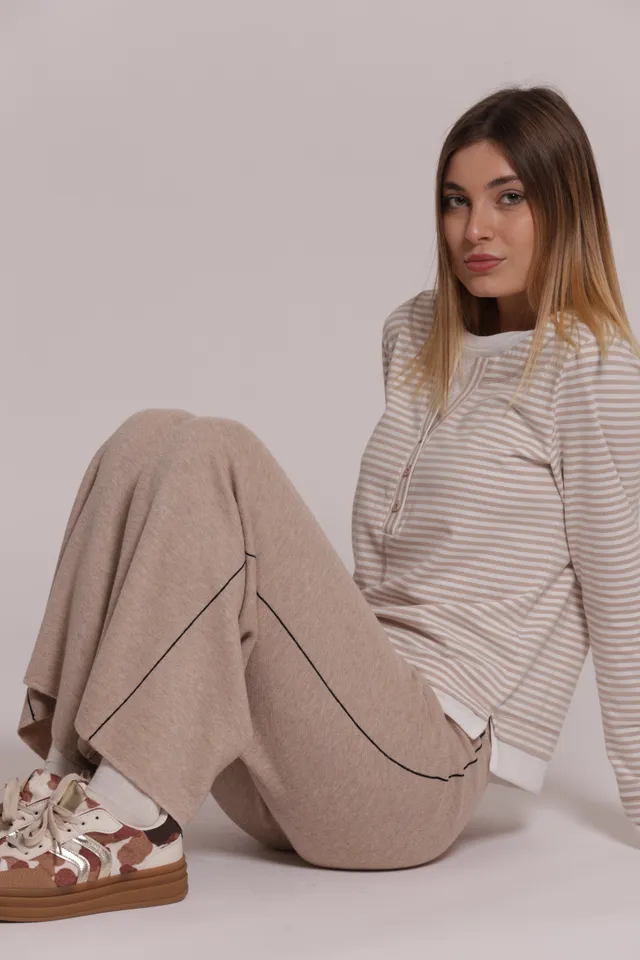 Mimi Mua Maglia Pantaloni Nero Morbido