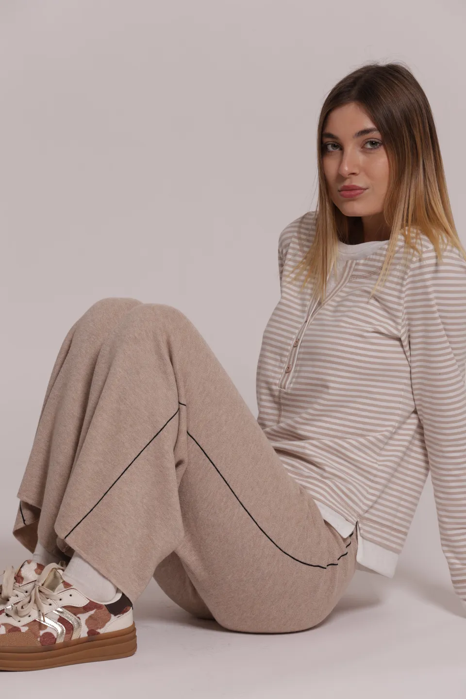 Mimi Mua Maglia Pantaloni Nero Morbido