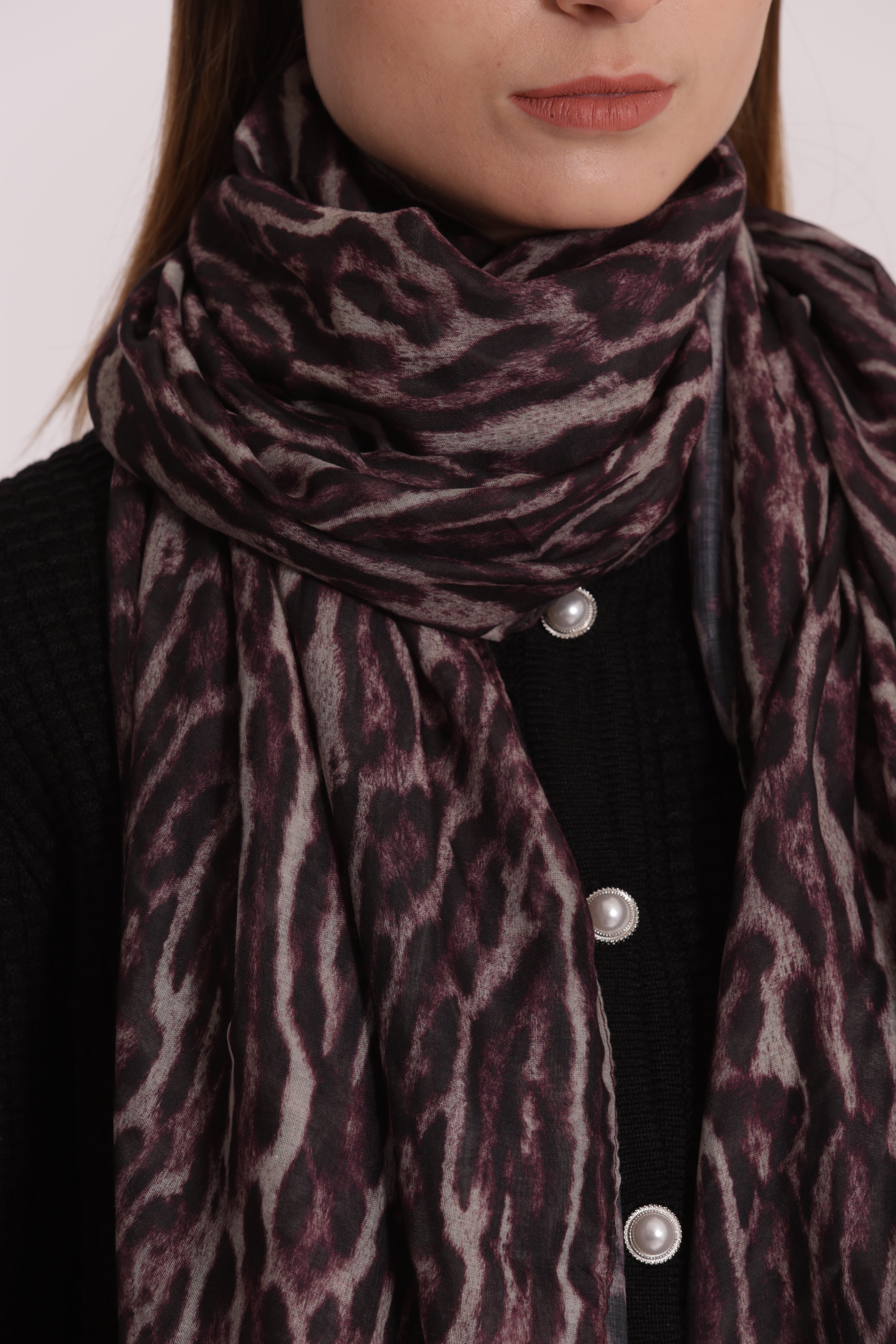 Mimi Mua Foulard Fantasia Animalier Burgundy 180x80 cm