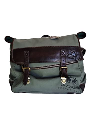 La Martina 001.013 borsone viaggio marrone scuro cotone pelle