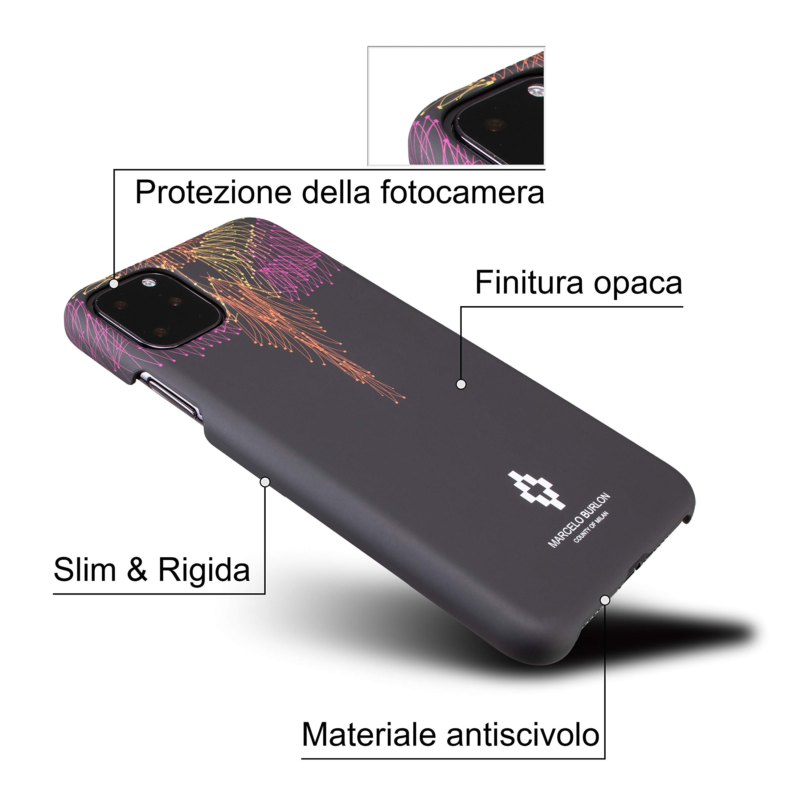Marcelo Burlon cover iPhone 11 Pro Max antigraffio vetro