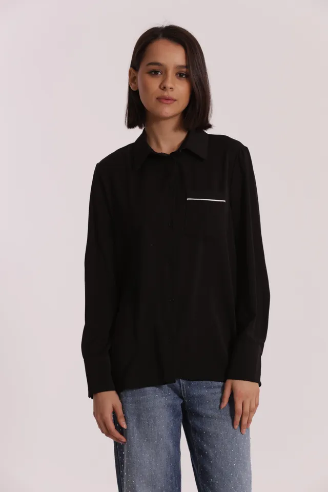Mimi Mua Camicia Taschino Bicolor Nero Bianco