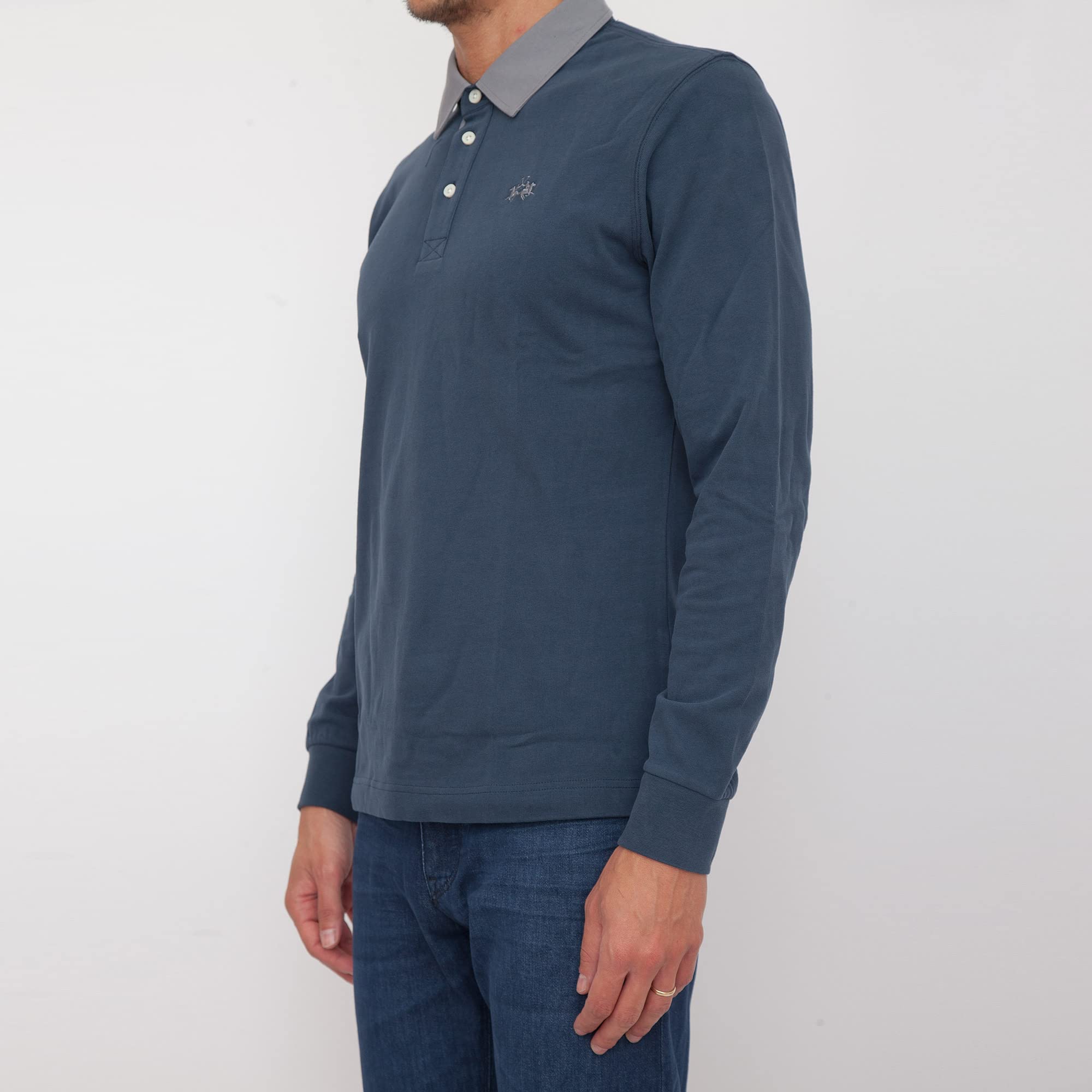 La Martina Heavy Jersey polo uomo manica lunga blu