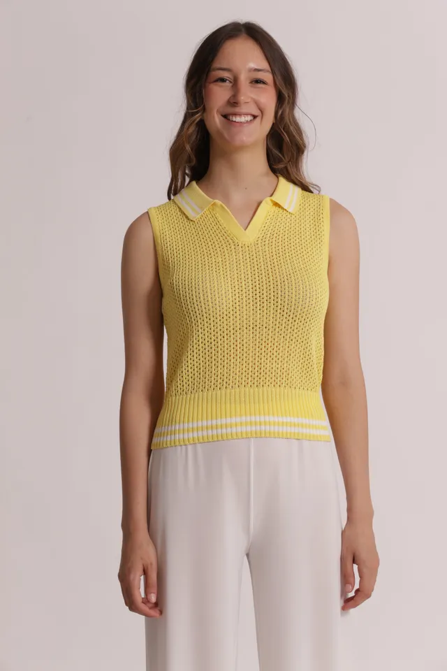 Mimi Mua Top Crochet Maglia Panna Traforata