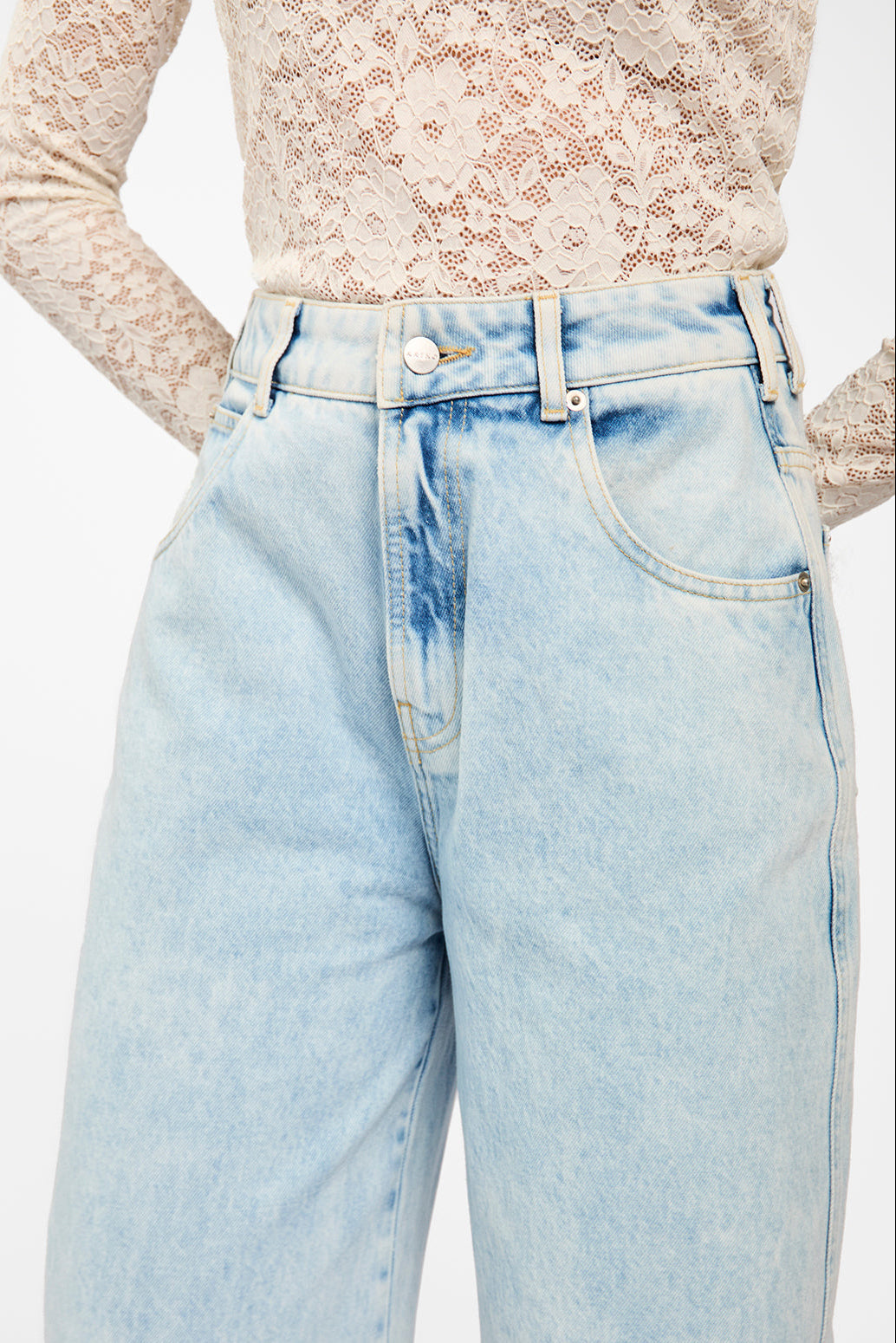 Aaiko Sacha jeans barrel azzurri vita alta
