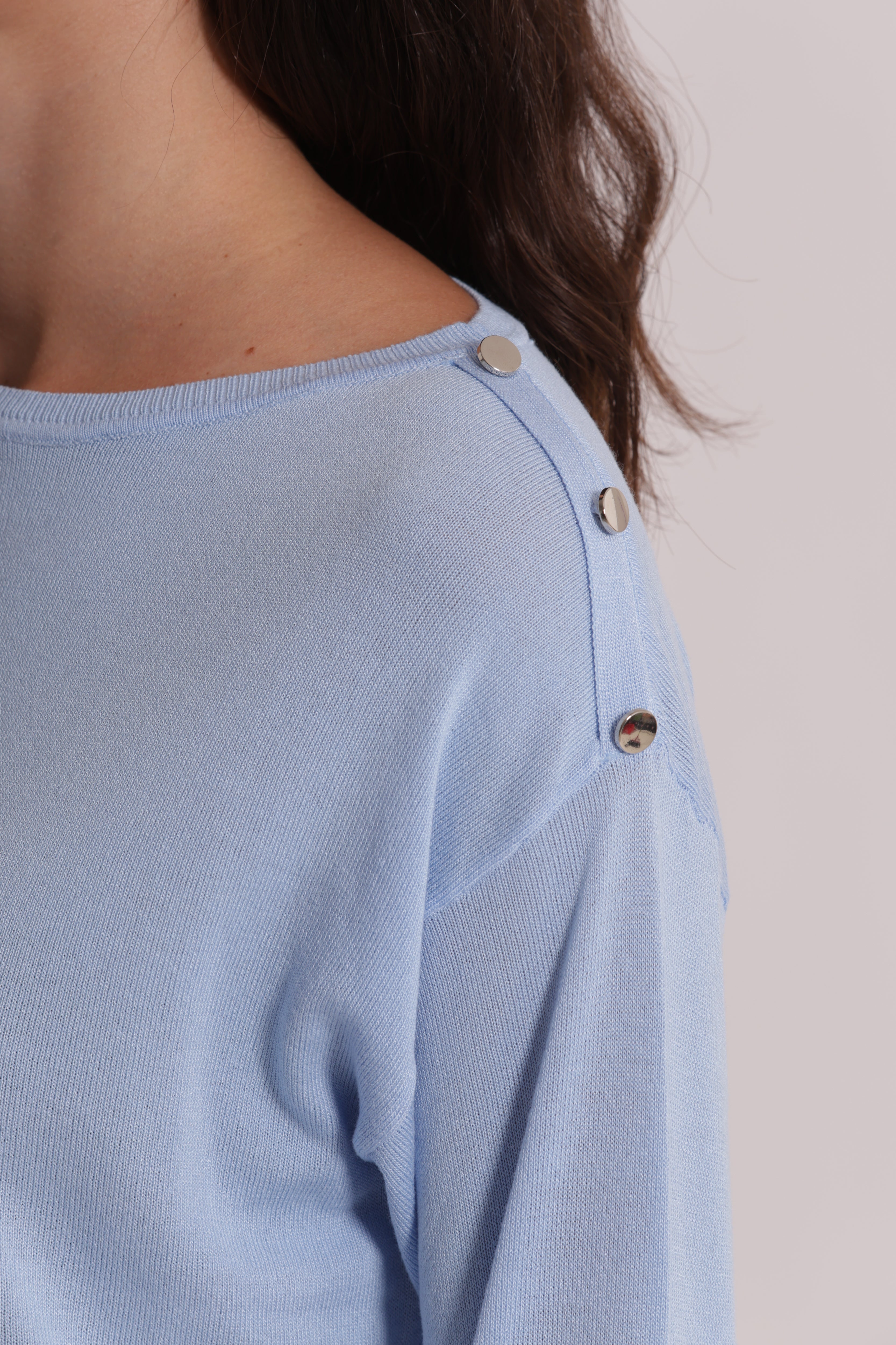 Mimi Mua Maglia Bottoni Spalla Panna viscosa