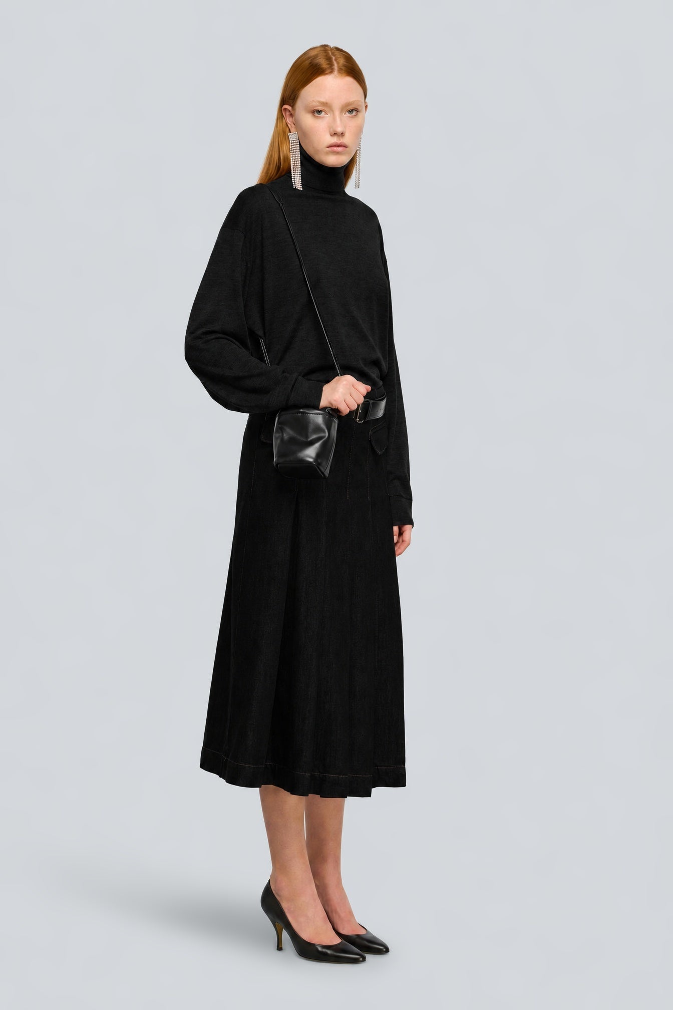 Semicouture Freda dolcevita lana pettinata nera