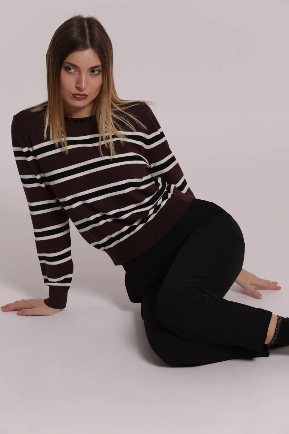 Mimi Mua Pantalone Sigaretta Elastico Dietro Nero Slim