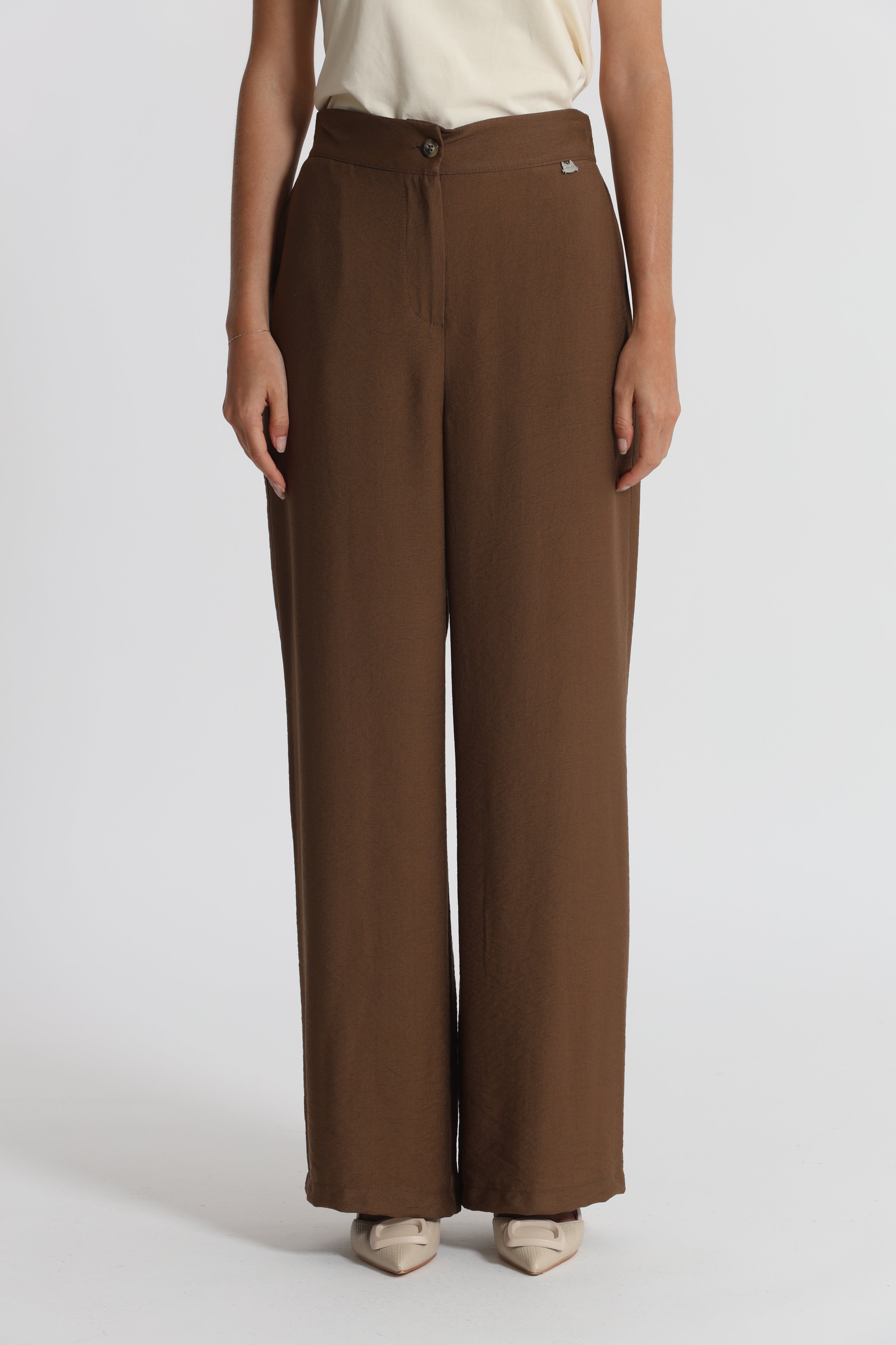 Mimi Mua Pantalone Basic Viscosa Nylon Bianco