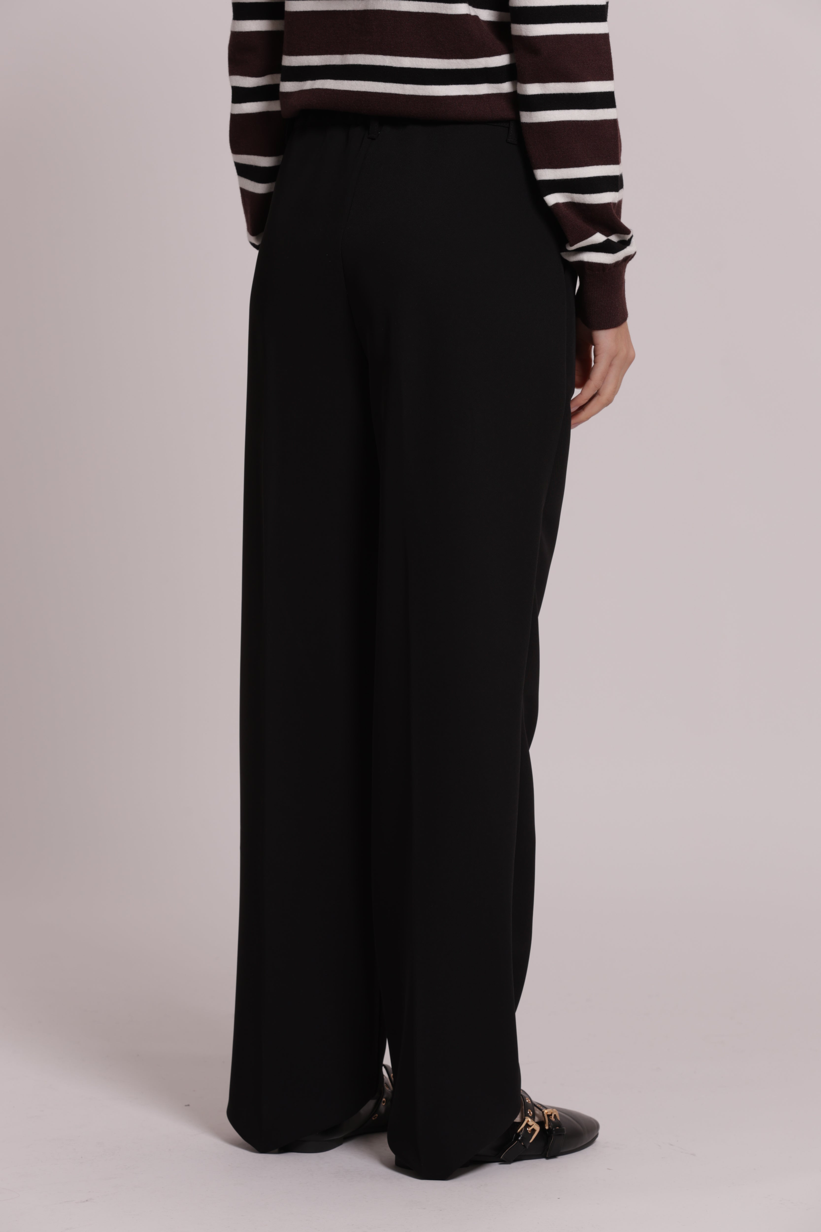 Mimi Mua Palazzo con Elastico Dietro Pantaloni Nero vita elasticizzata