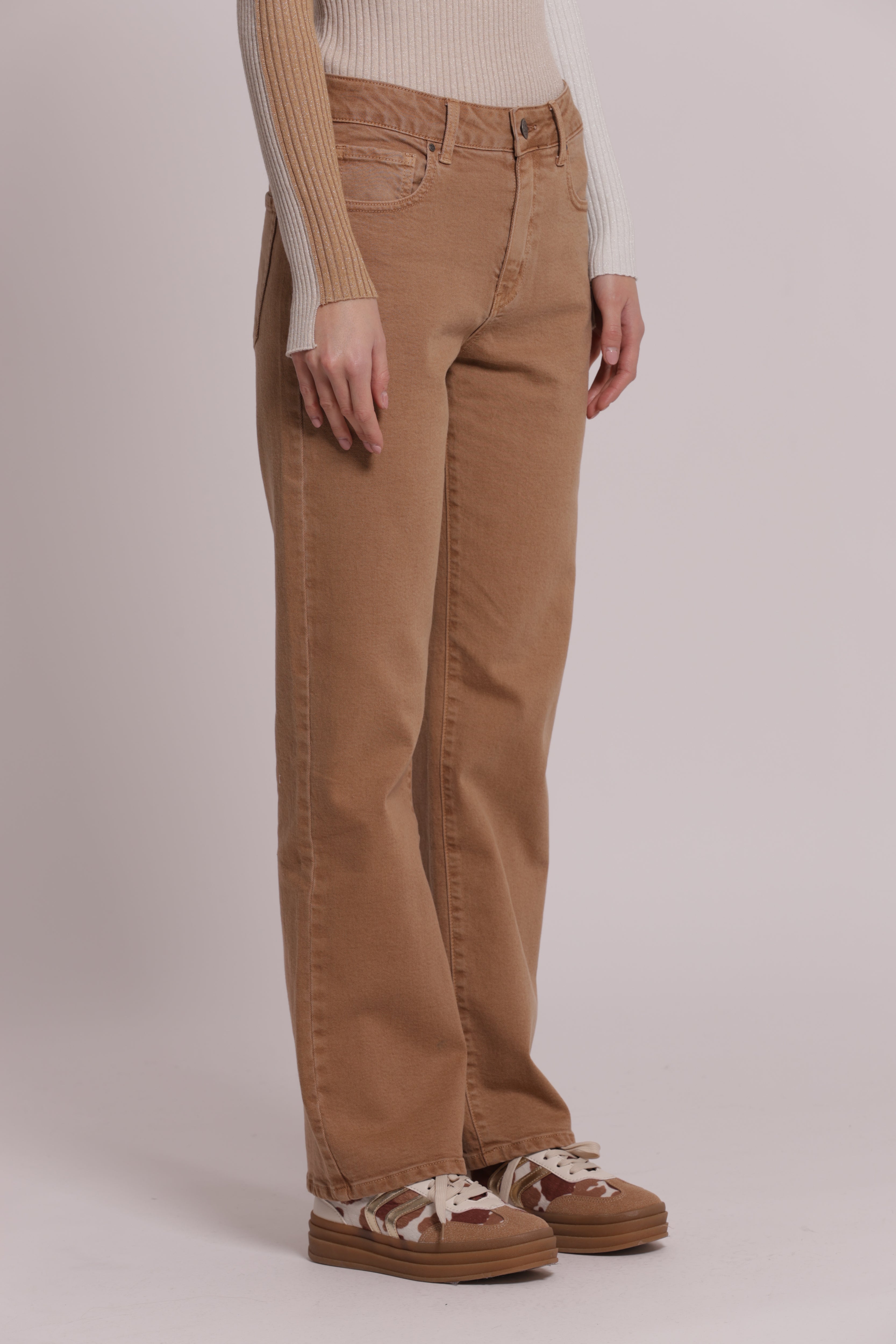 Mimi Mua Jeans Sigaretta Colorato Panna
