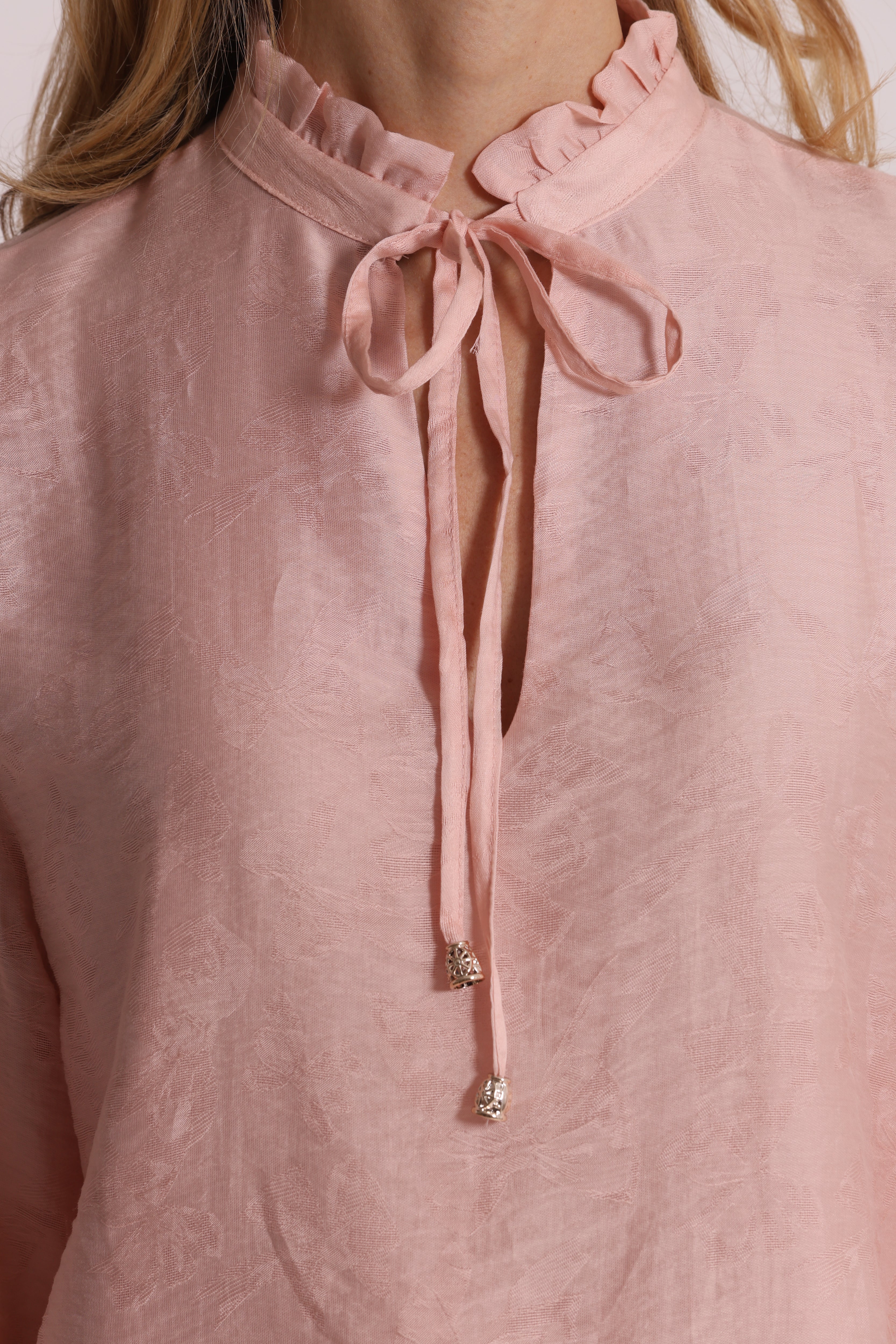 Mimi Mua Blusa in Tessuto Jacquard Blusa Rosa lavorata goffrata