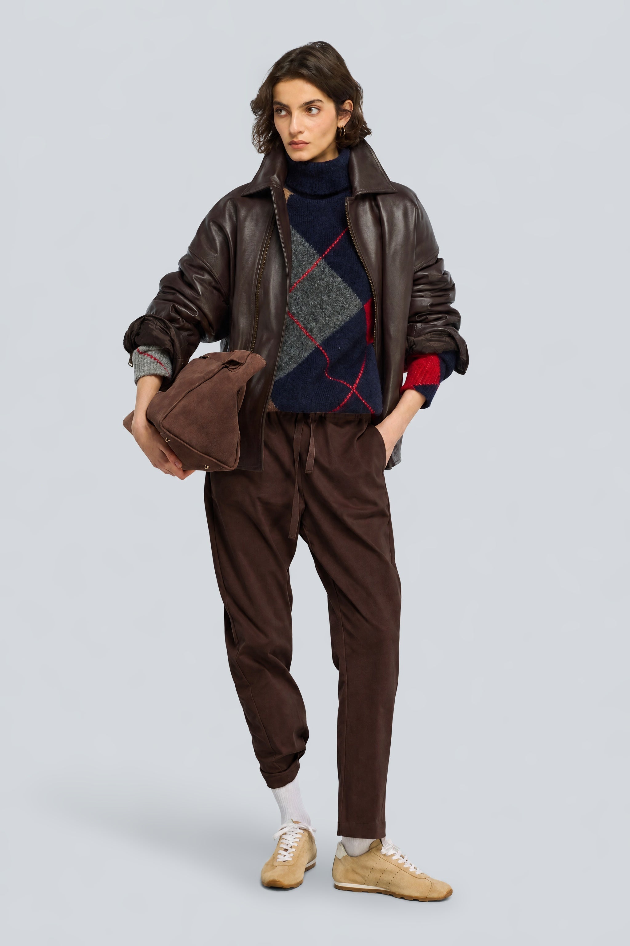 Semicouture Buddy pantalone gabardina cammello coulisse