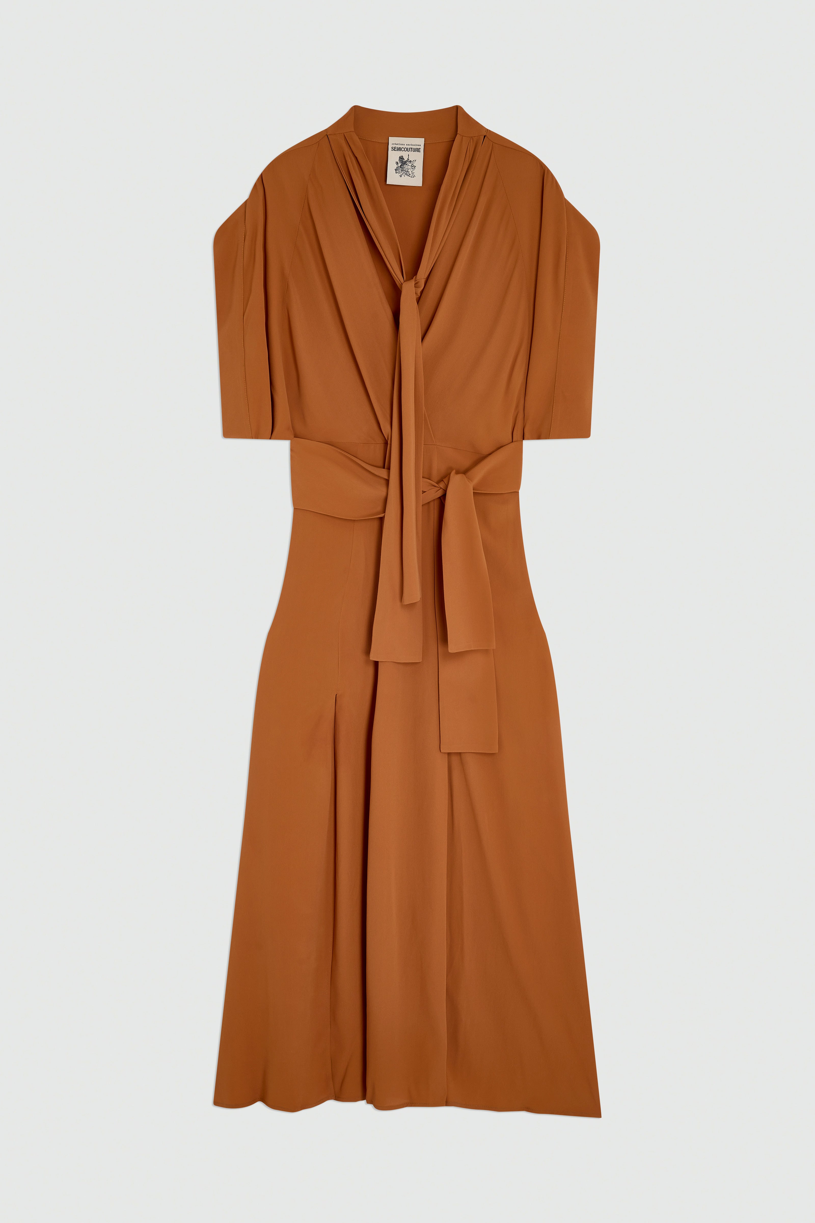 Semicouture Delilah abito crêpe manica corta tramonto