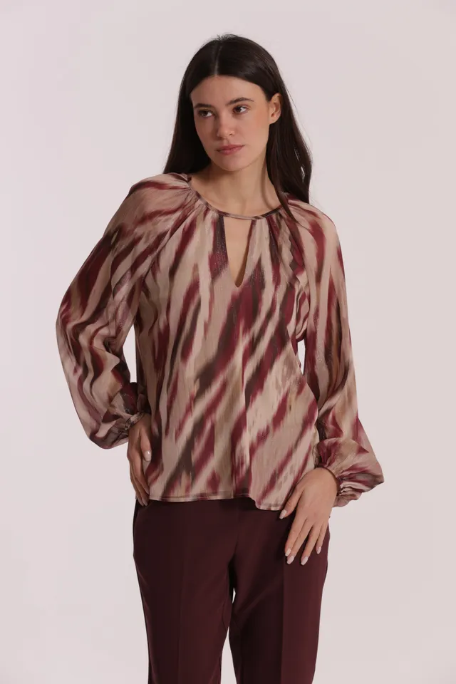 Mimi Mua blusa scollo tondo paradisea mosto