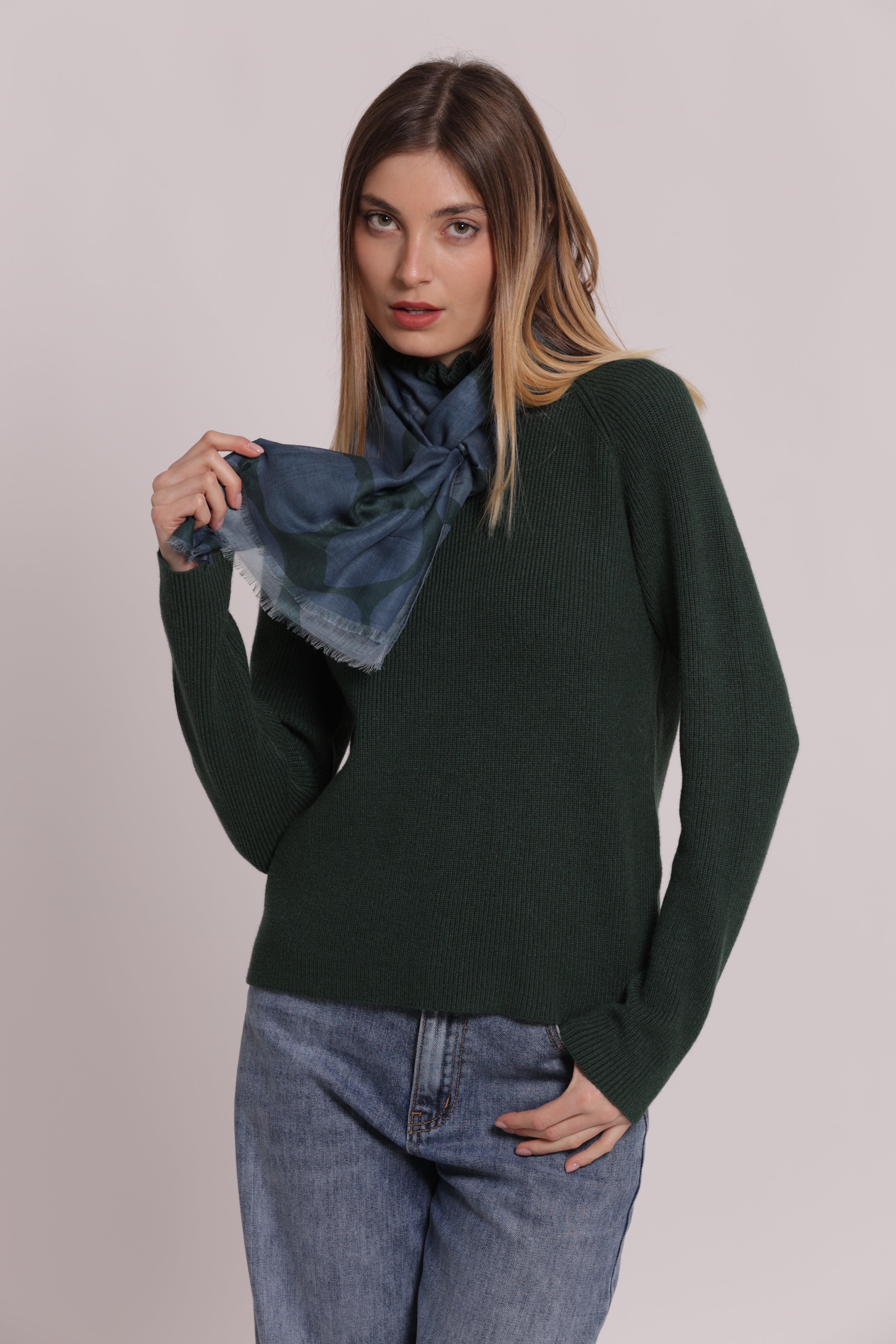 Mimi Mua Foulard Maculato sciarpa leggera 180x80 petrolio