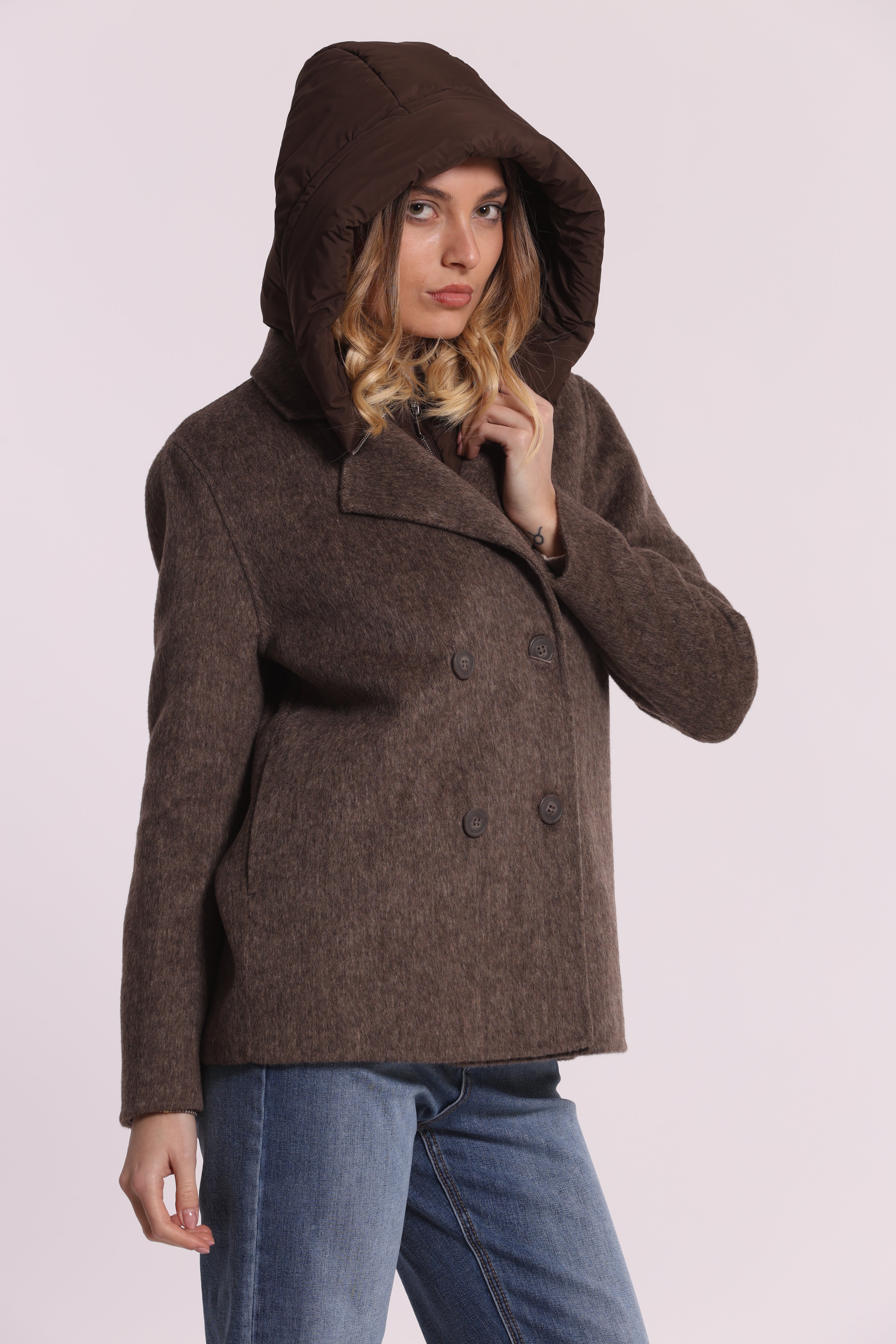 Mimi Mua Cappotto Corto Piumino Removibile Nero