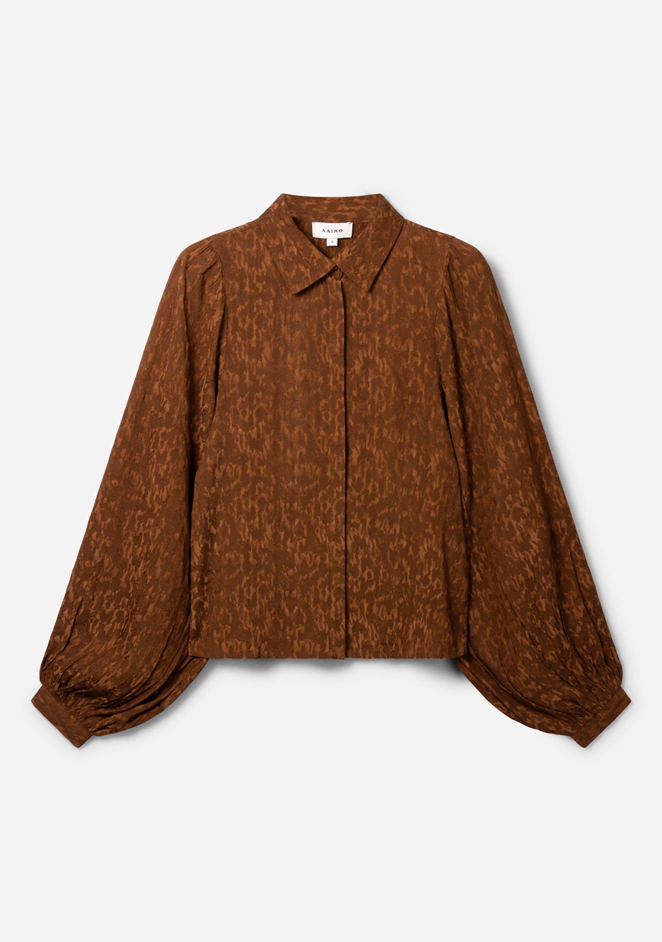 Aaiko Rose camicetta marrone jacquard bottoni nascosti