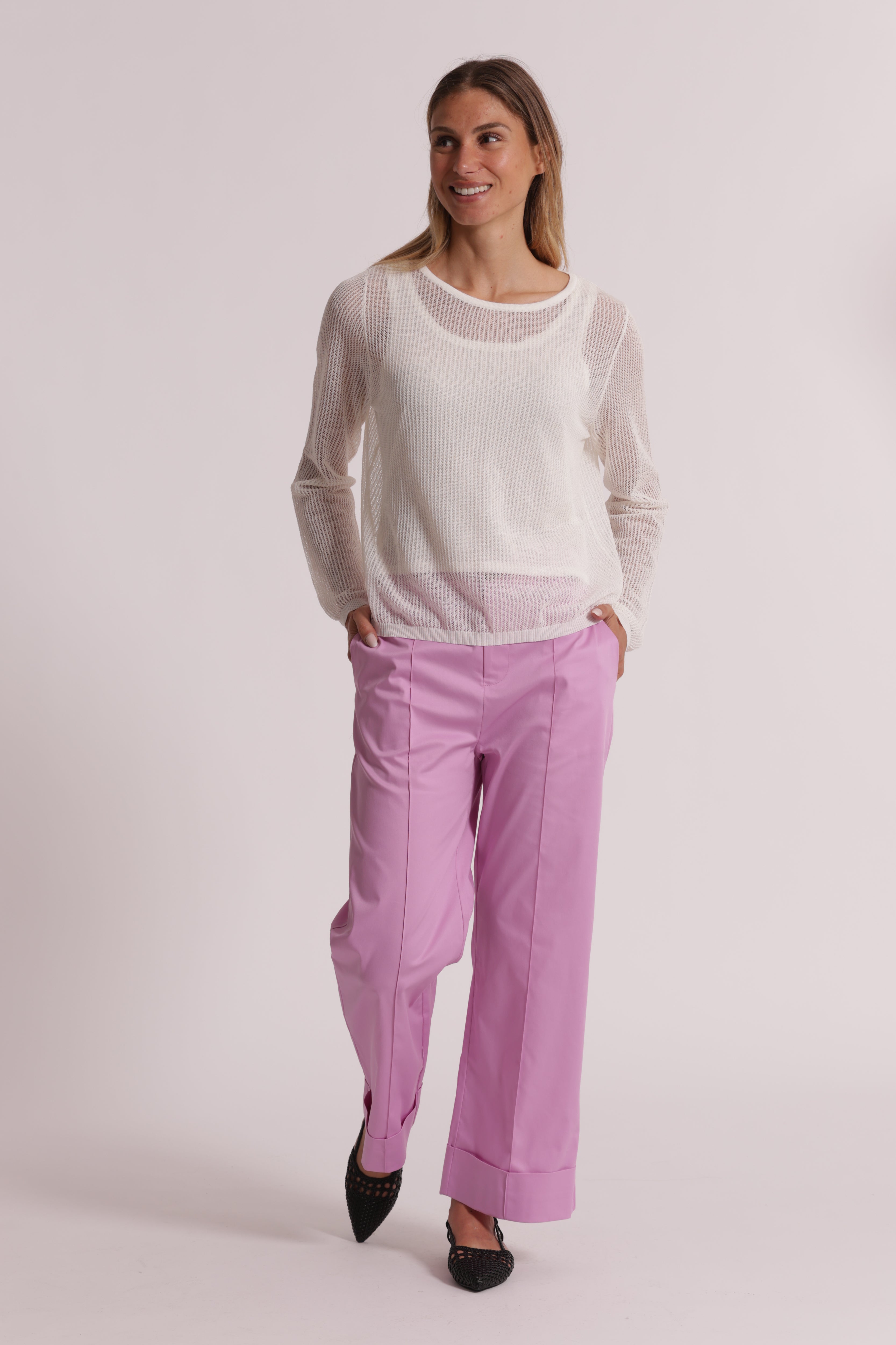 Mimi Mua Pantaloni Cotone con Risvolto Cammello
