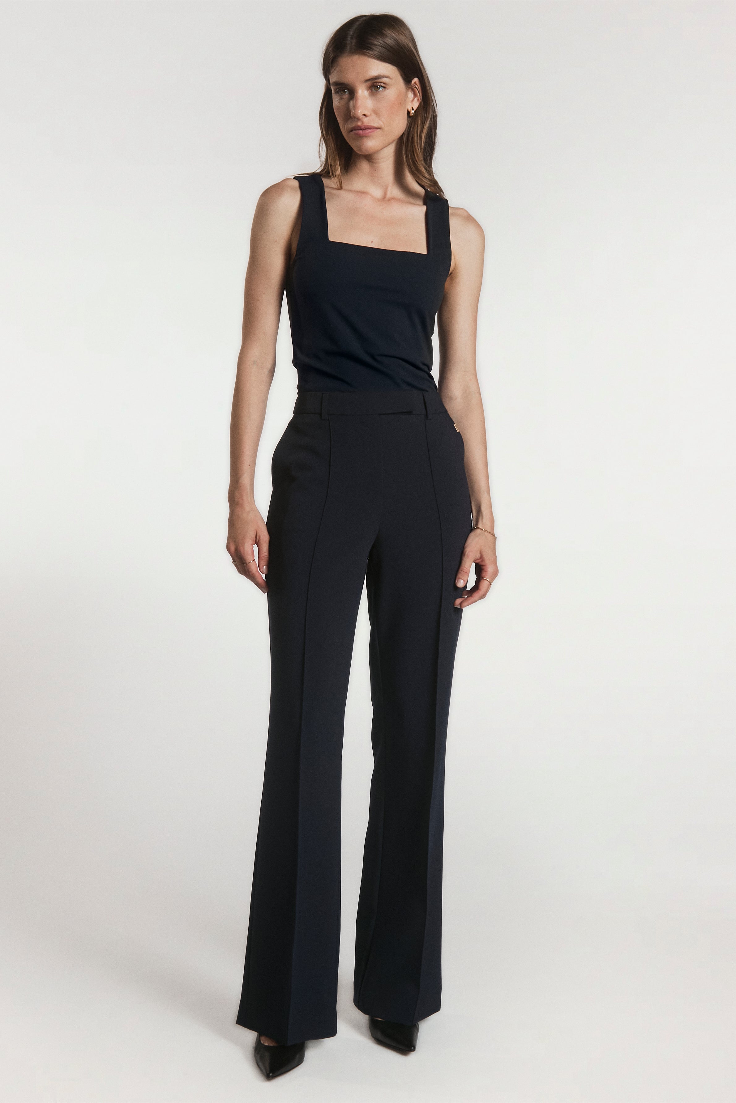 Aaiko Eef top blu notte doppio scollo elasticizzato
