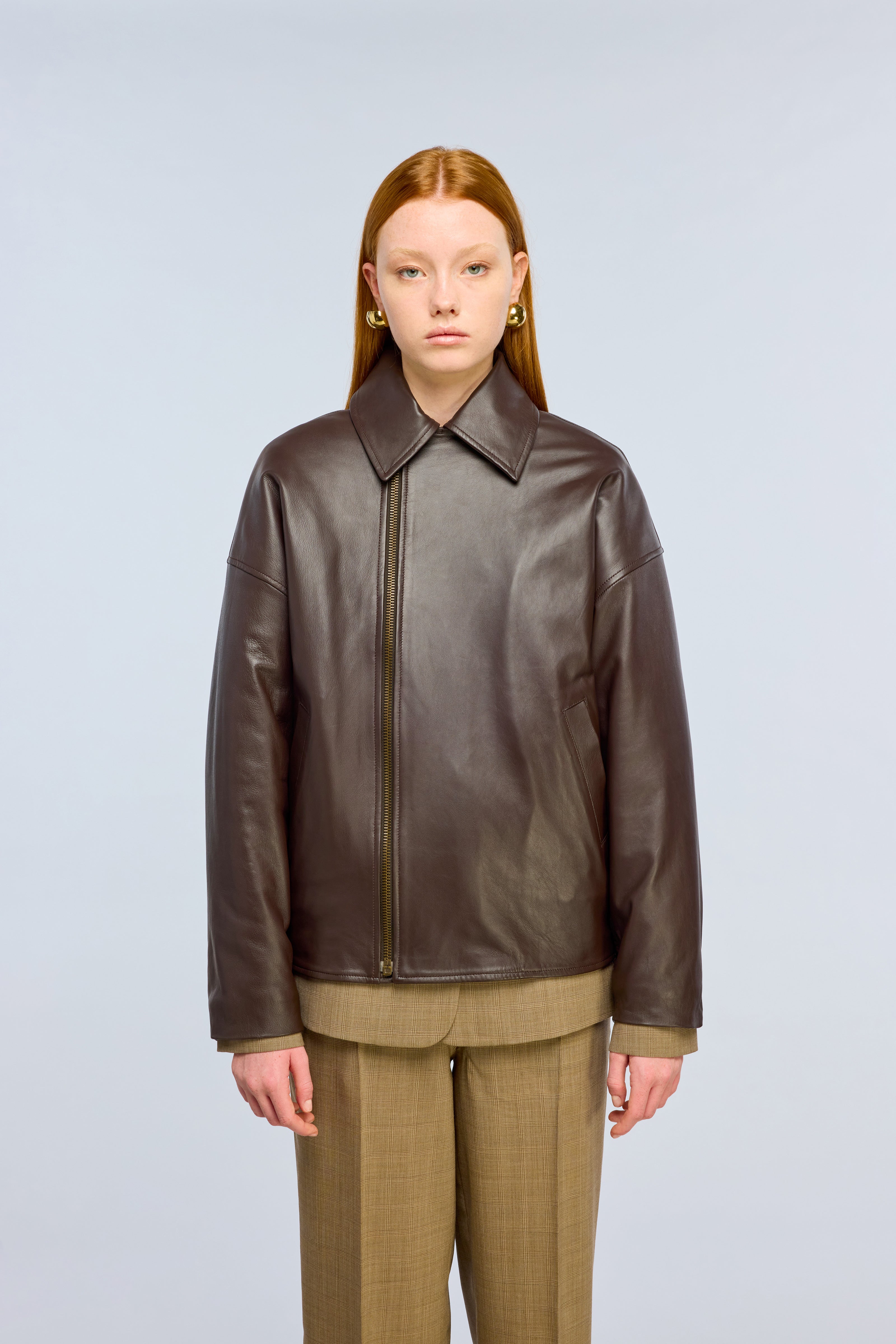 Semicouture Rue Y6WT16 bomber moka pelle