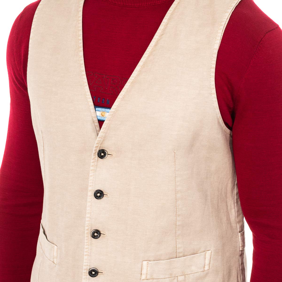 La Martina HMJA11 gilet uomo 44 scollo V maglia fine