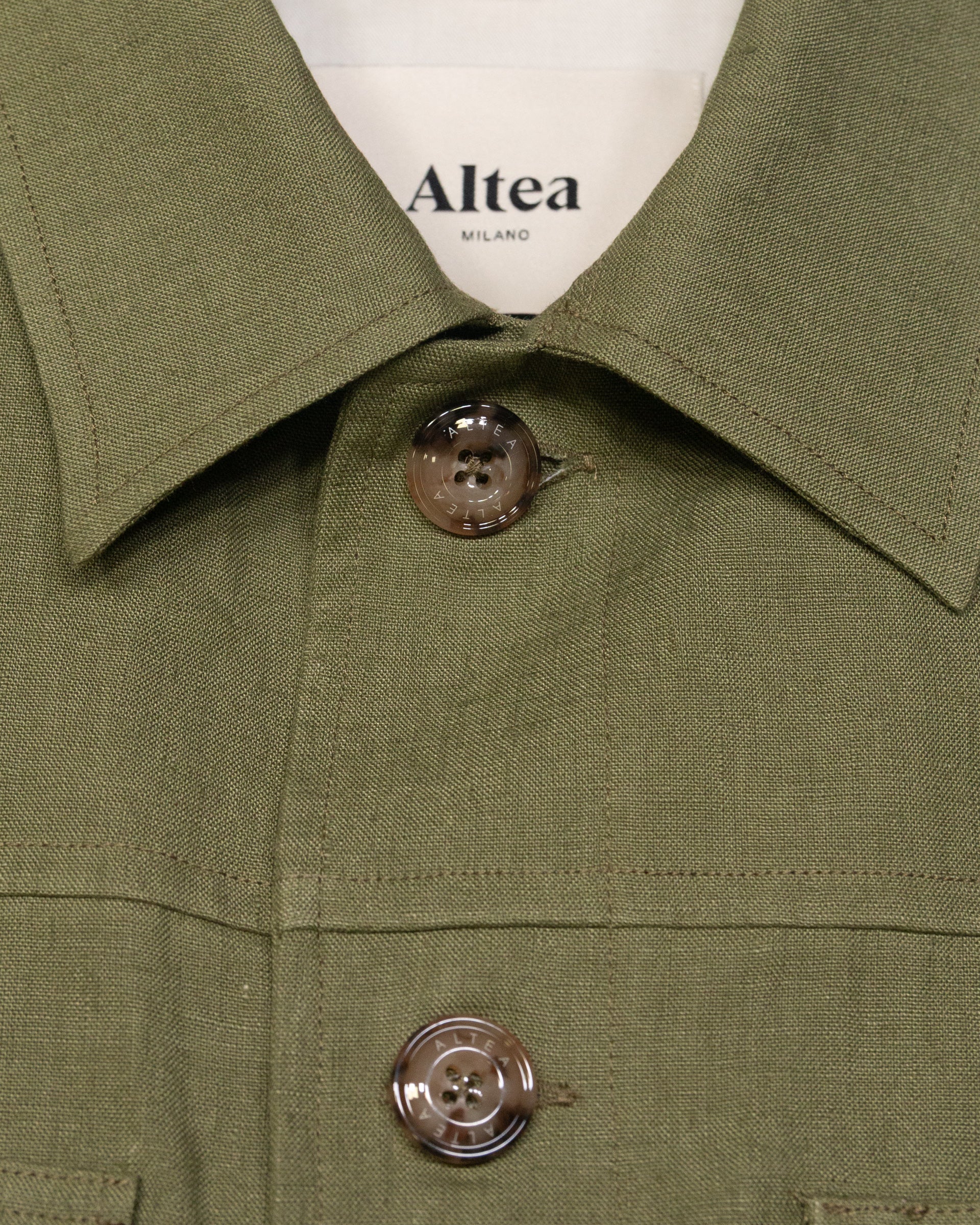 Altea Mitchell overshirt lino verde salvia sfoderata