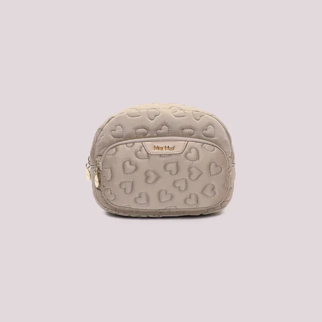 Mimi Mua Beauty Case Trapuntata Pochette Nero Cuori
