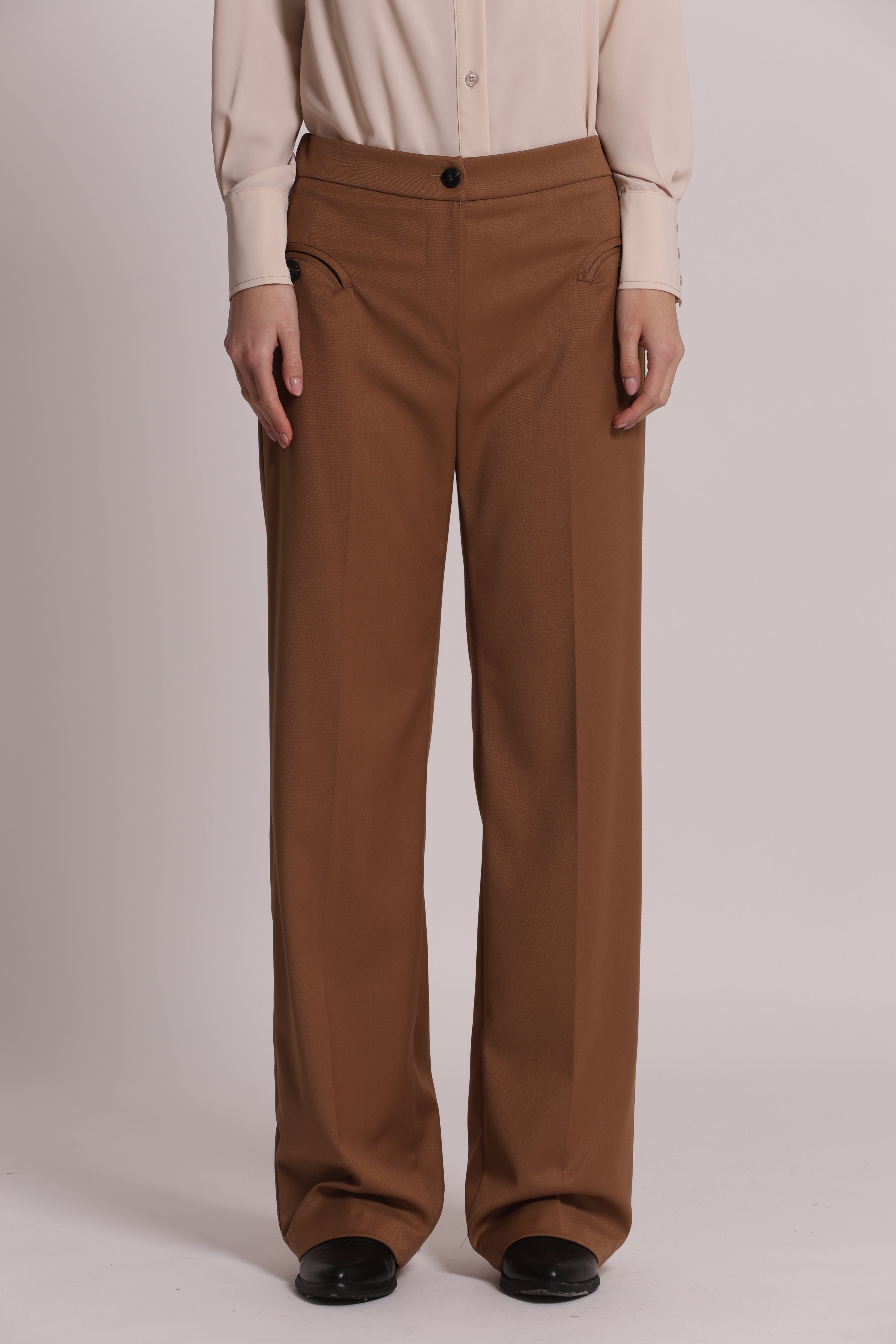 Mimi Mua Palazzo Vanz Pantalone Nero a Gamba Larga