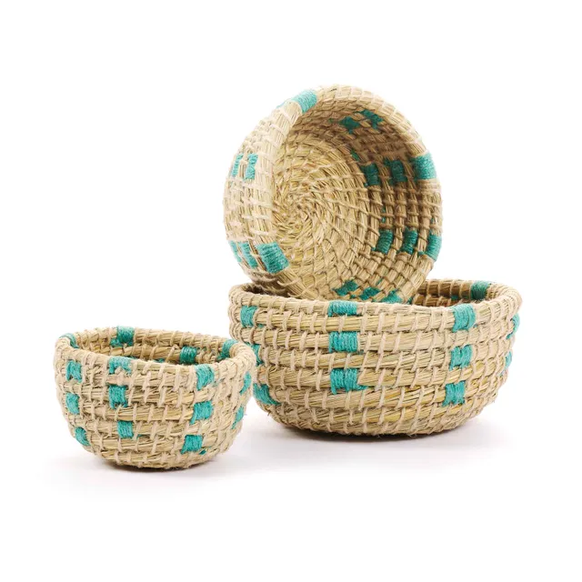 On Earth Teal set 3 cesti juta turchese impilabili