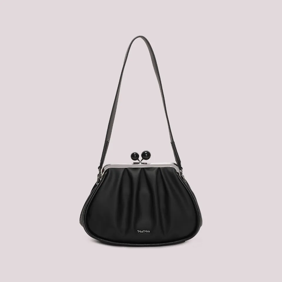Mimi Mua Clutch Morbida Sfere Nera 30cm Elegante