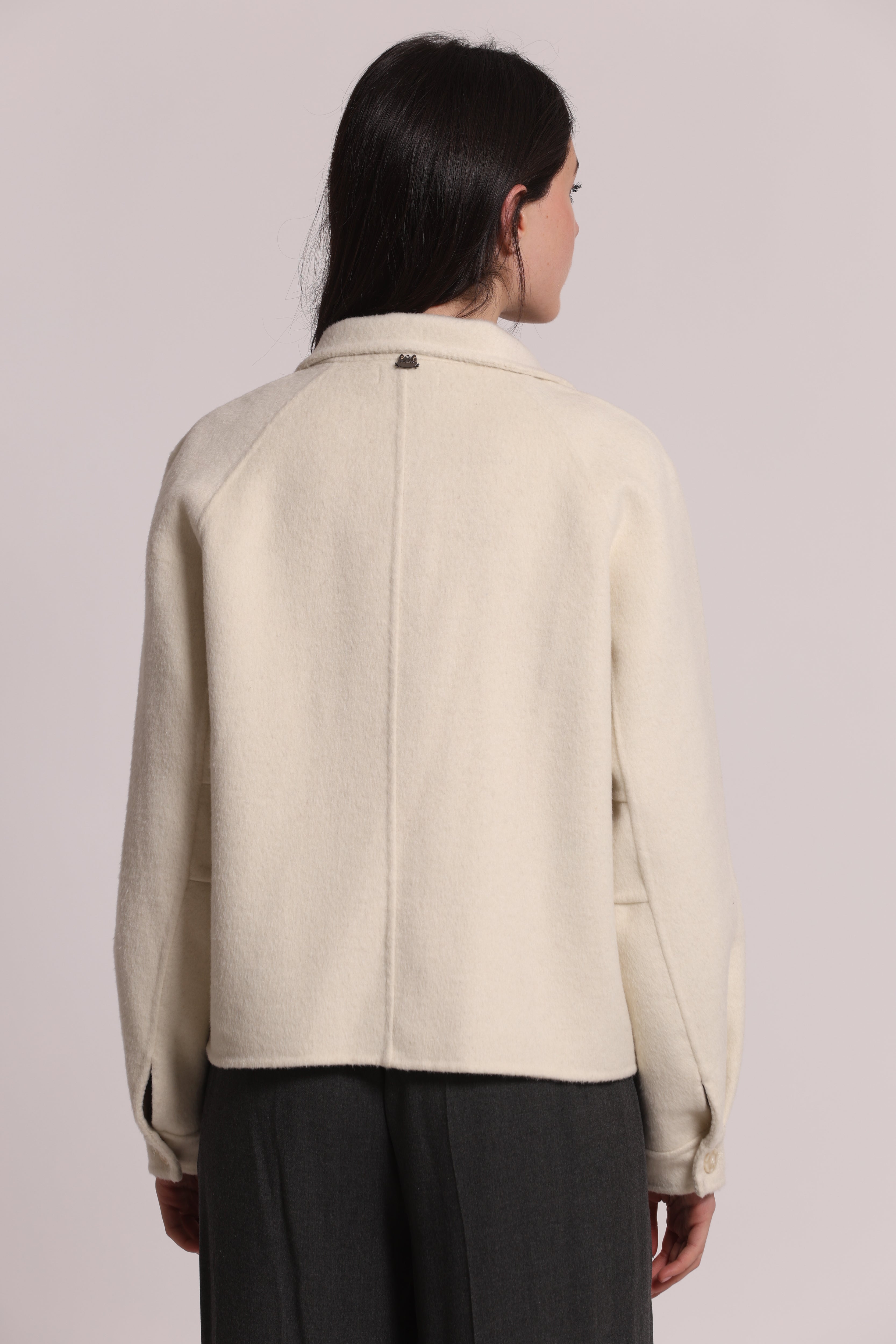 Mimi Mua Cappotto Corto cappotto zip lana nero