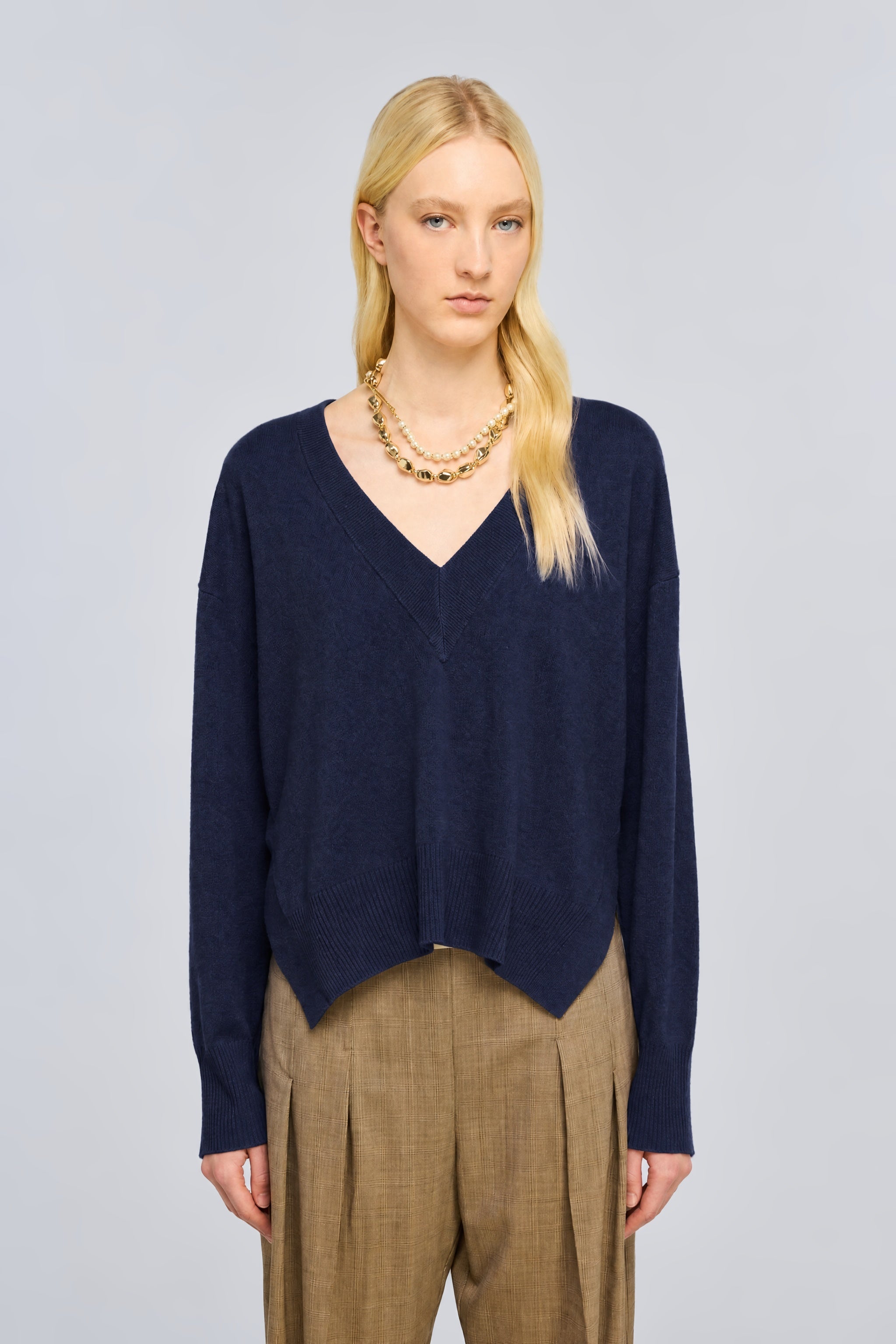 Semicouture Bertha maglia scollo a V spritz misto lana cashmere