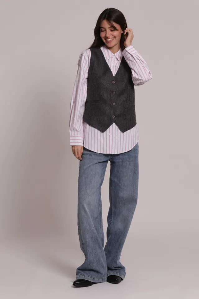 Mimi Mua gilet tweed a spiga di pesce giacca moro