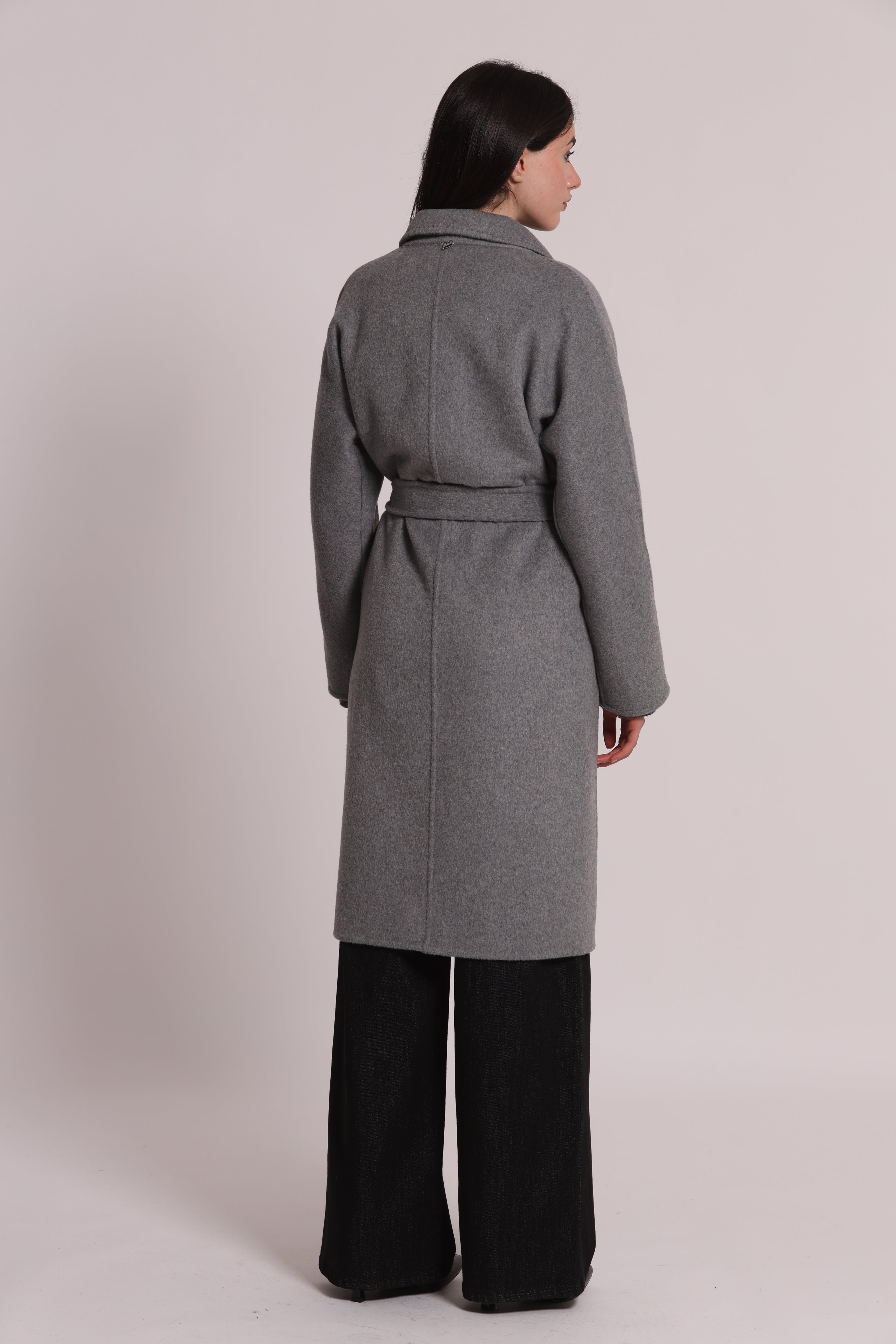 Mimi Mua cappotto lungo con cintura moro lana