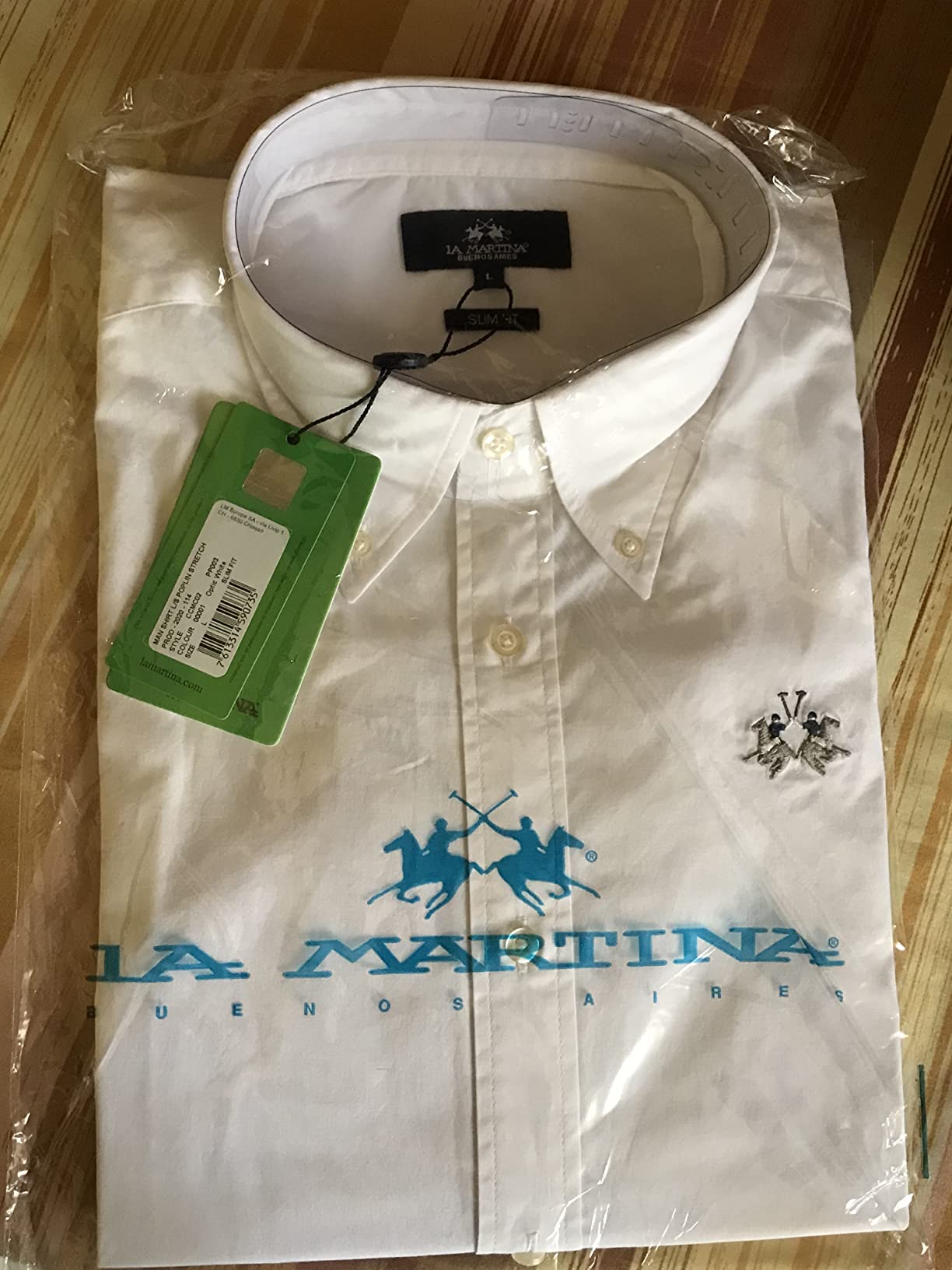 La Martina Man camicia uomo slim fit bianca maniche lunghe