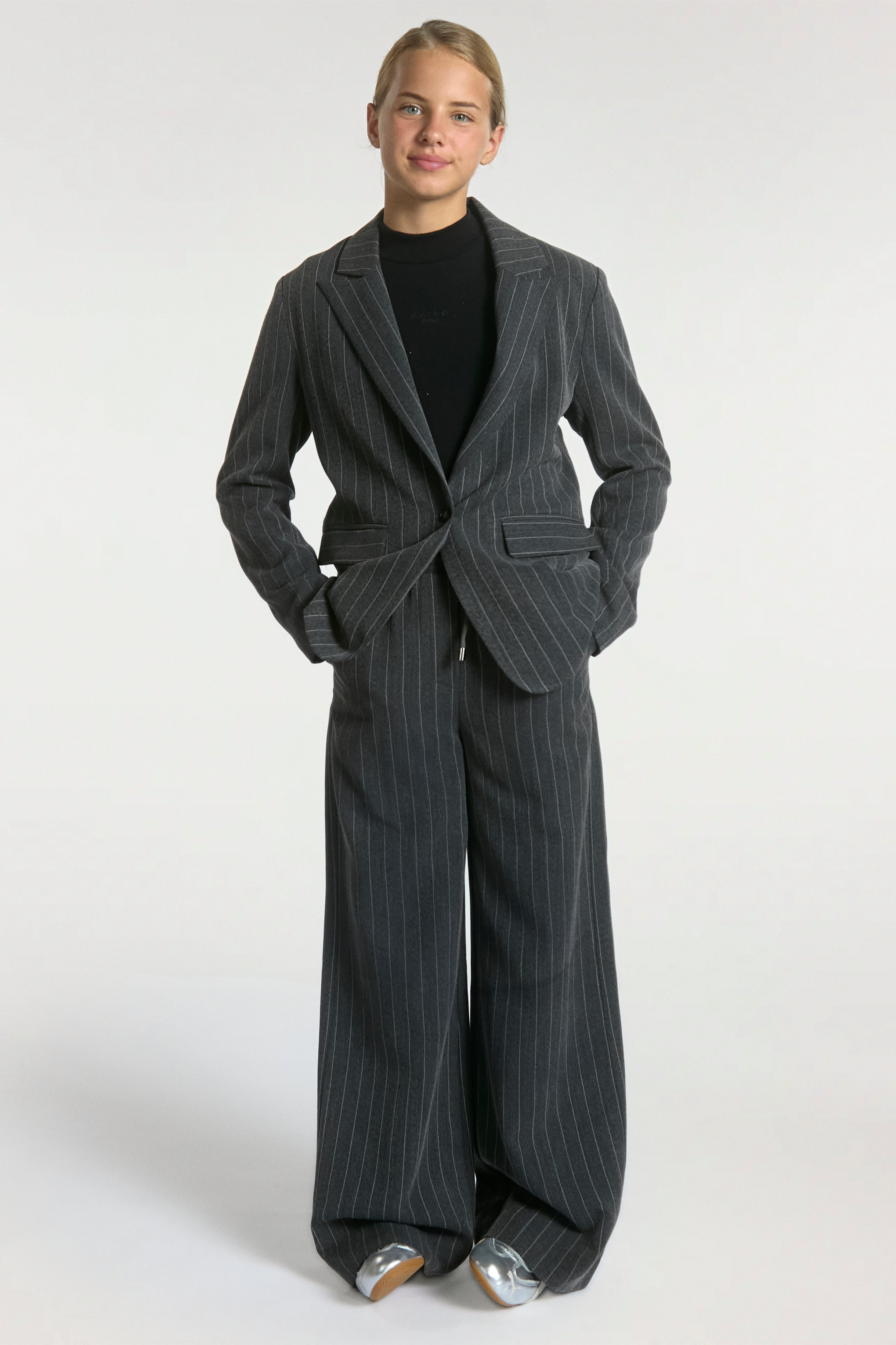 Aaiko Kendal blazer gessato grigio antracite