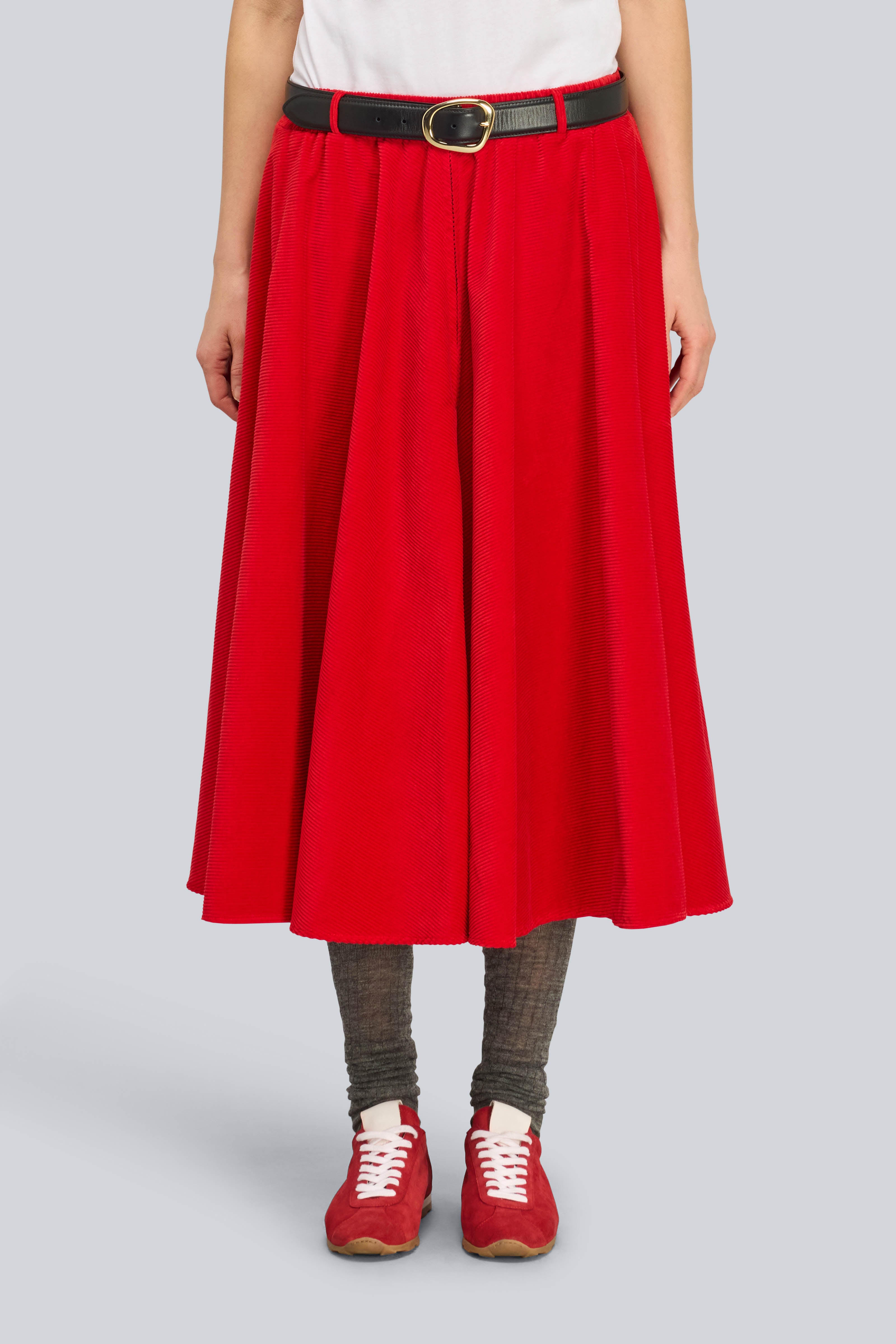 Semicouture Raquel Gonna Velluto Rosso Lacca Ampia
