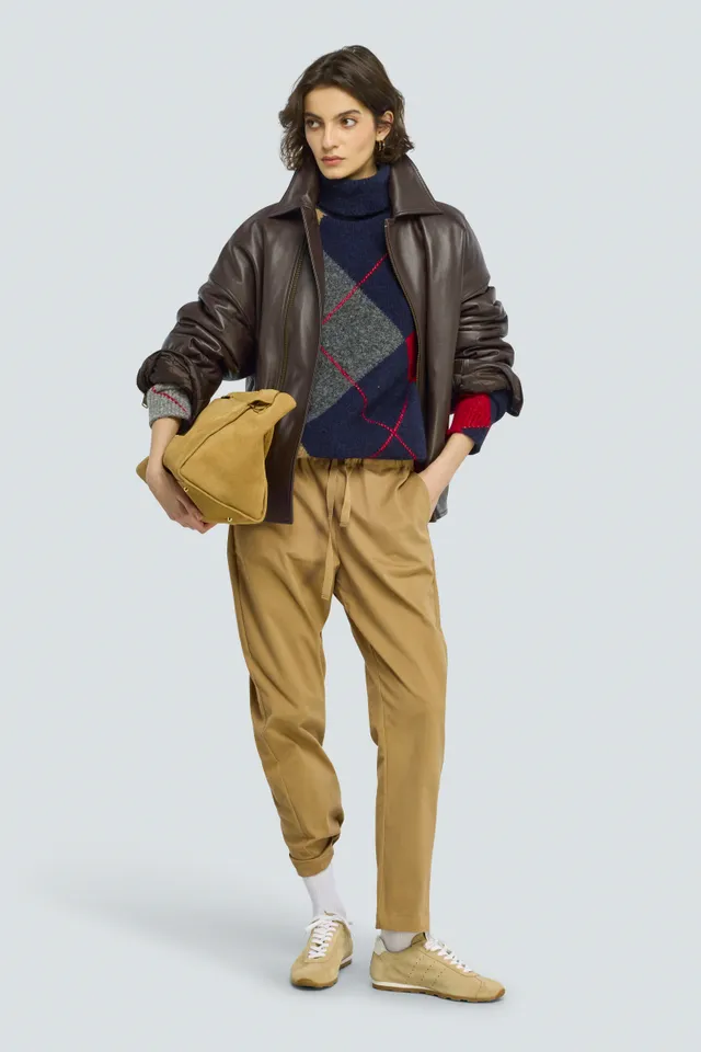 Semicouture Buddy pantalone gabardina cammello coulisse