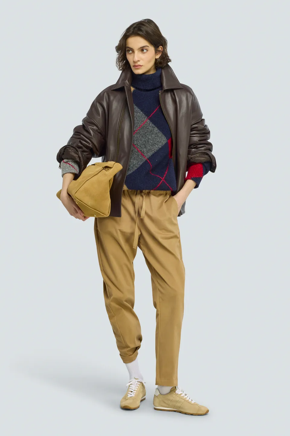Semicouture Buddy pantalone gabardina cammello coulisse