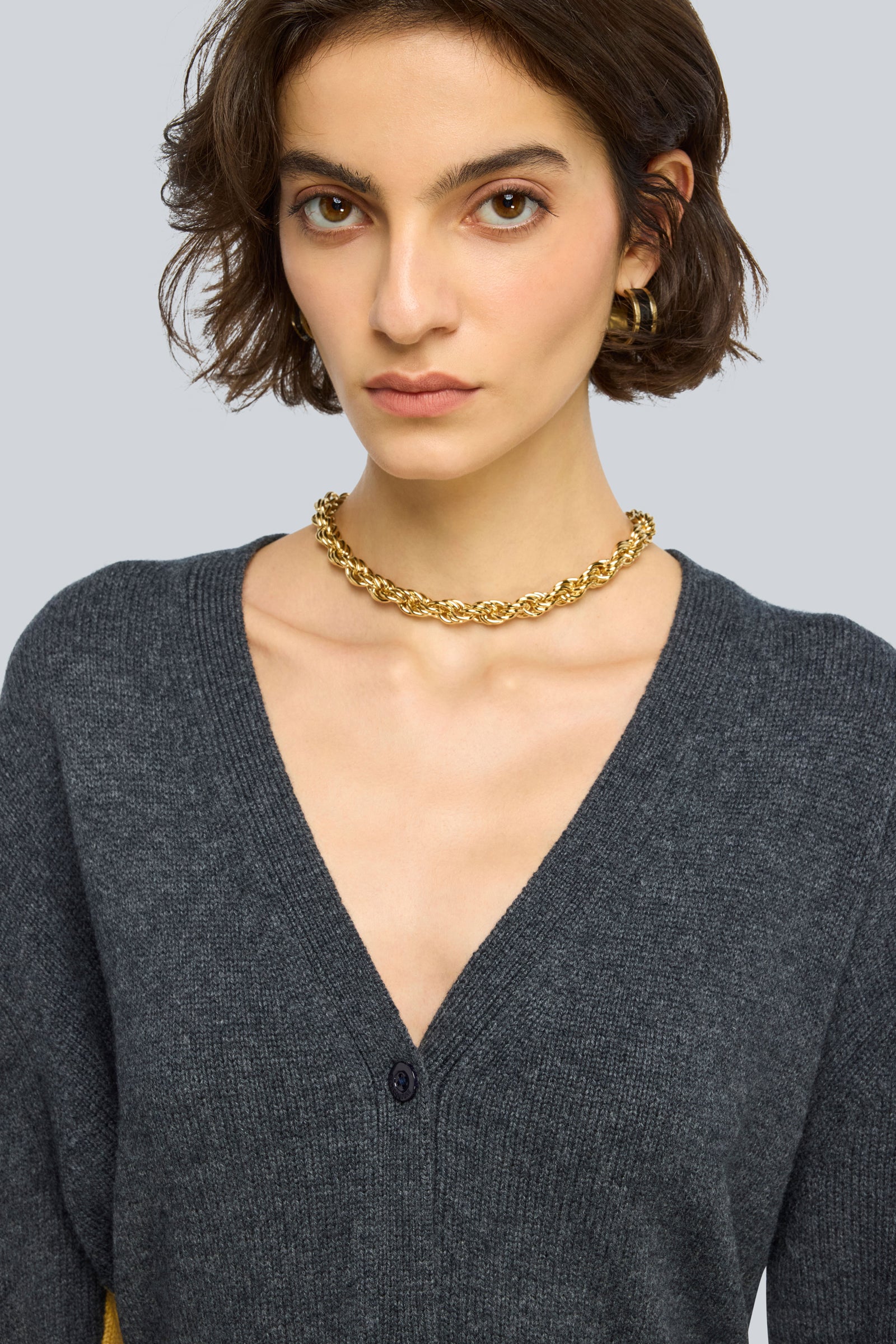 Semicouture Zelma Y6WH57 cardigan golden-grigio cashmere