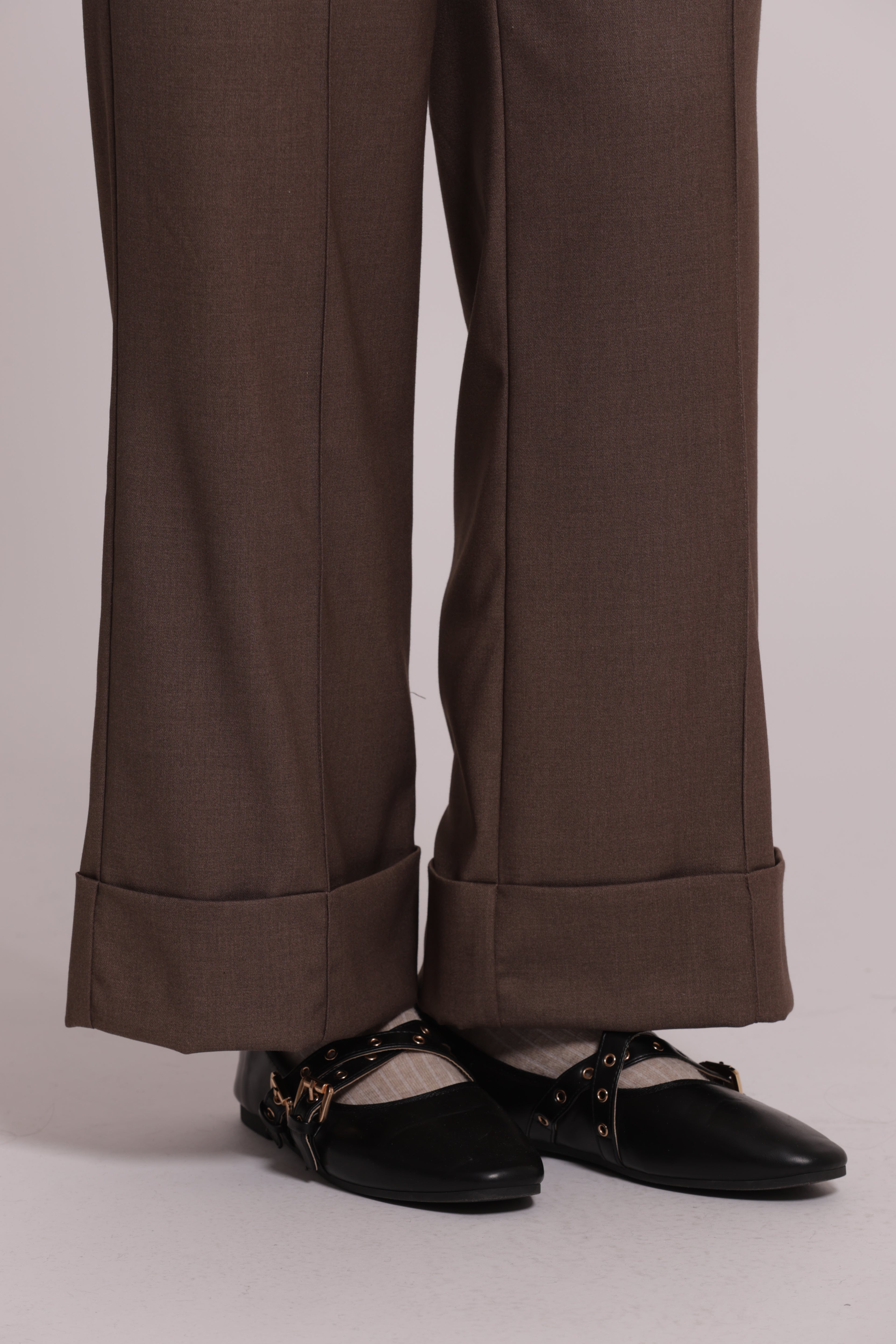 Mimi Mua pantalone in vanz con risvolto sul fondo pantaloni nero S